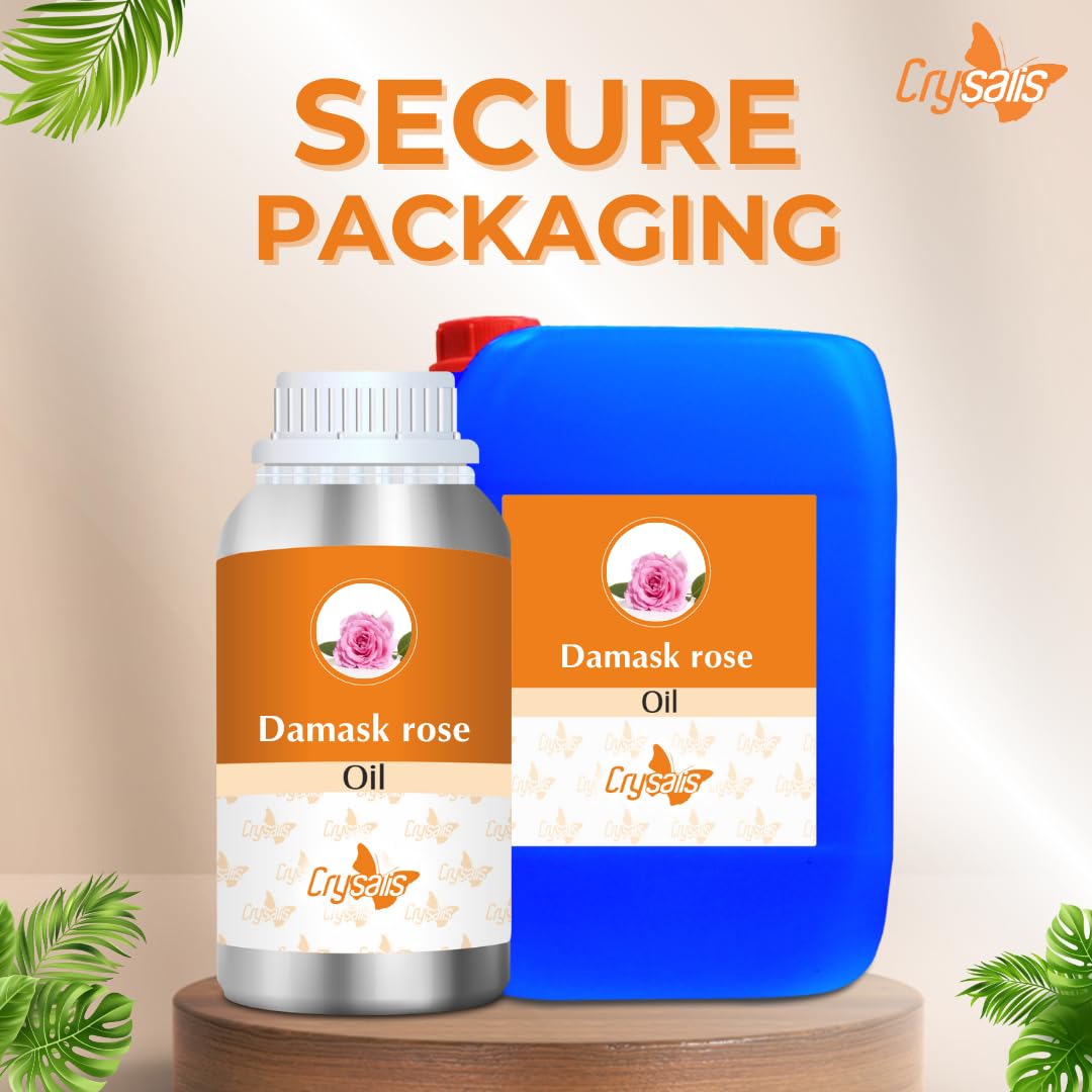 Pure Damask Rose Essential Oil (Rosa × damascena) - 8.45 Fl Oz (250ml) for Aromatherapy, Skincare & Relaxation | Natural Fragrance Oil for Diffusers, Massage & DIY Beauty Products