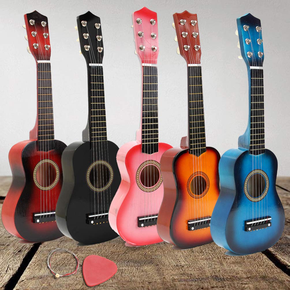 **Kisangel 21 Inch Wooden Acoustic Guitar for Kids - 6 String Folk Guitar Vintage Style, Beginner Musical Instrument & Developmental Toy (Black) - Perfect for Learning, Gifts, and Home Play**