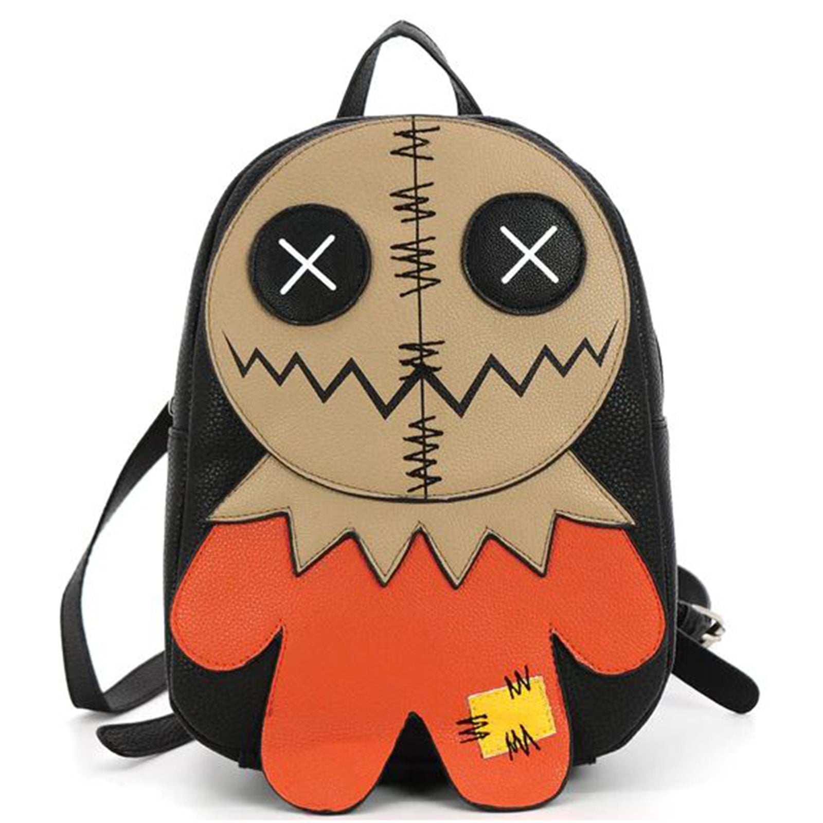 Comeco Voodoo Doll Black Vinyl Mini Backpack for Women - Gothic Punk Style Small Crossbody Bag for Concert, Festival & Daily Use