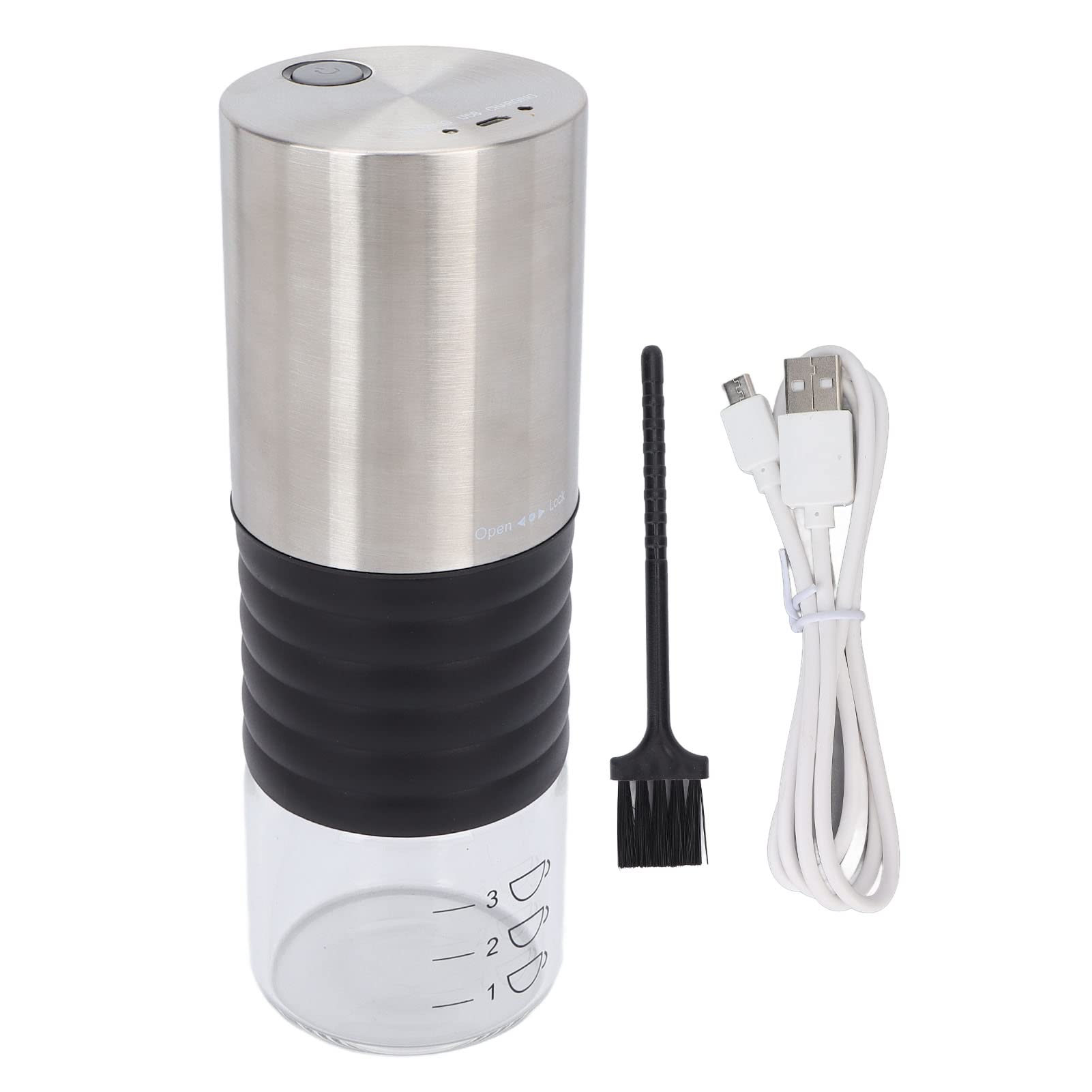 Premium 355ml Electric Coffee Grinder with Adjustable Burr Mill | One-Touch Push Button Stainless Steel Portable Coffee Grinder for Travel, Home & Office Use | Perfect for Espresso, French Press & Cold Brew