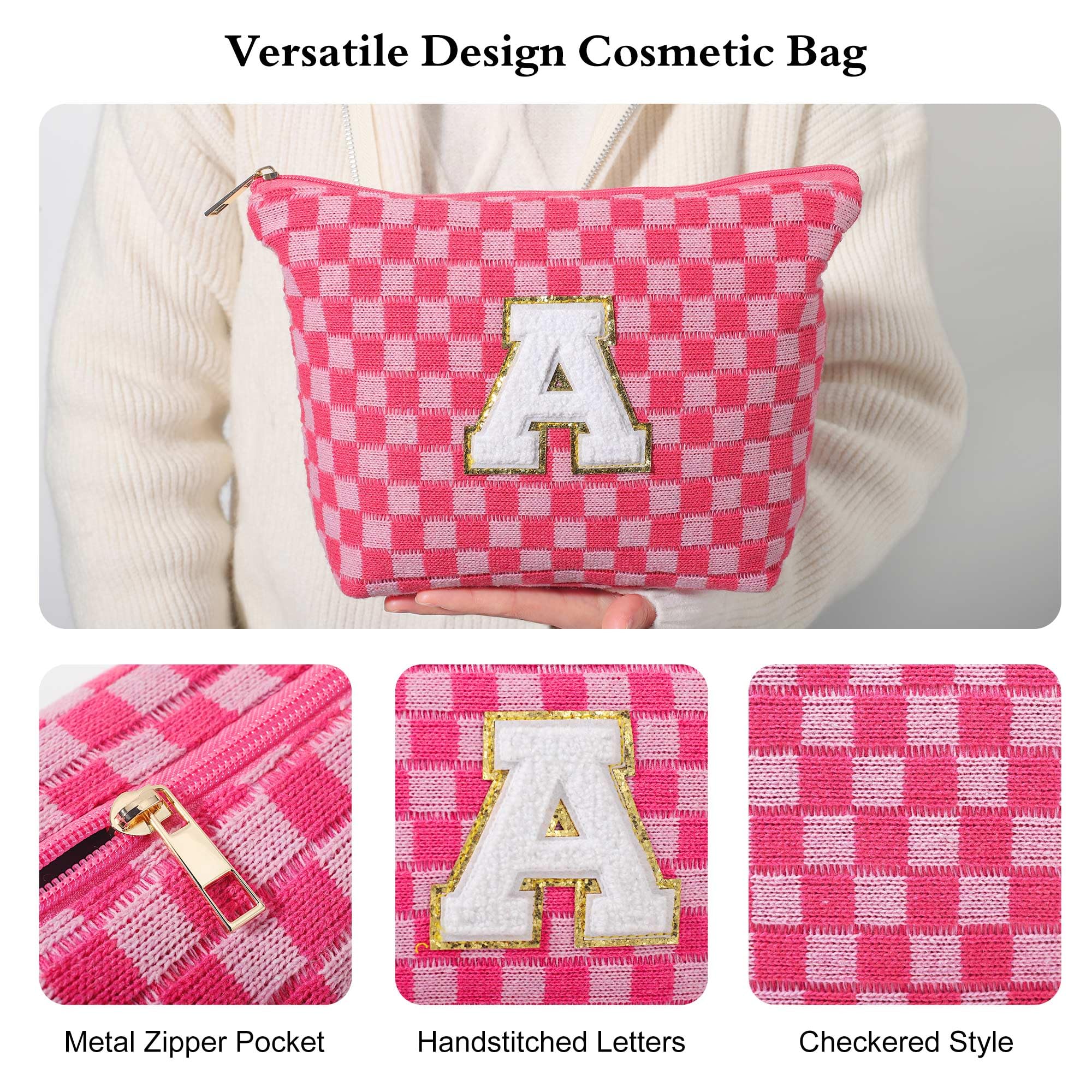 YOOLIFE Personalized Makeup Bag for Women - Large Capacity Cosmetic Pouch with Pockets, Best Birthday Gift for Friends, Female Travel Toiletry Case (Pink) - Perfect for Travel, Daily Use & Gift Giving