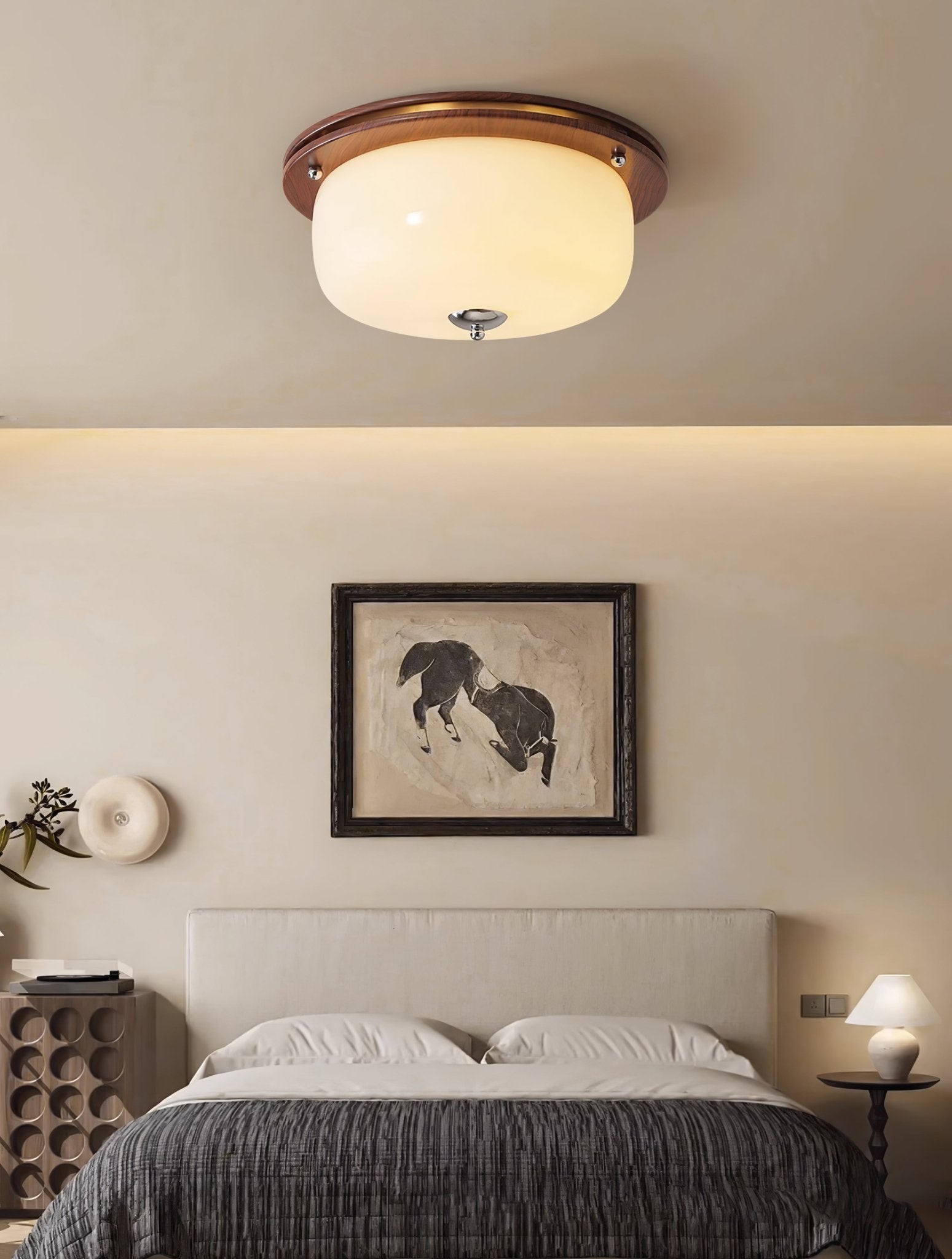 Modern Glass Dome Ceiling Light Fixture - Elegant LED Flush Mount Lighting for Living Room, Bedroom & Kitchen - Energy Efficient Home Decor