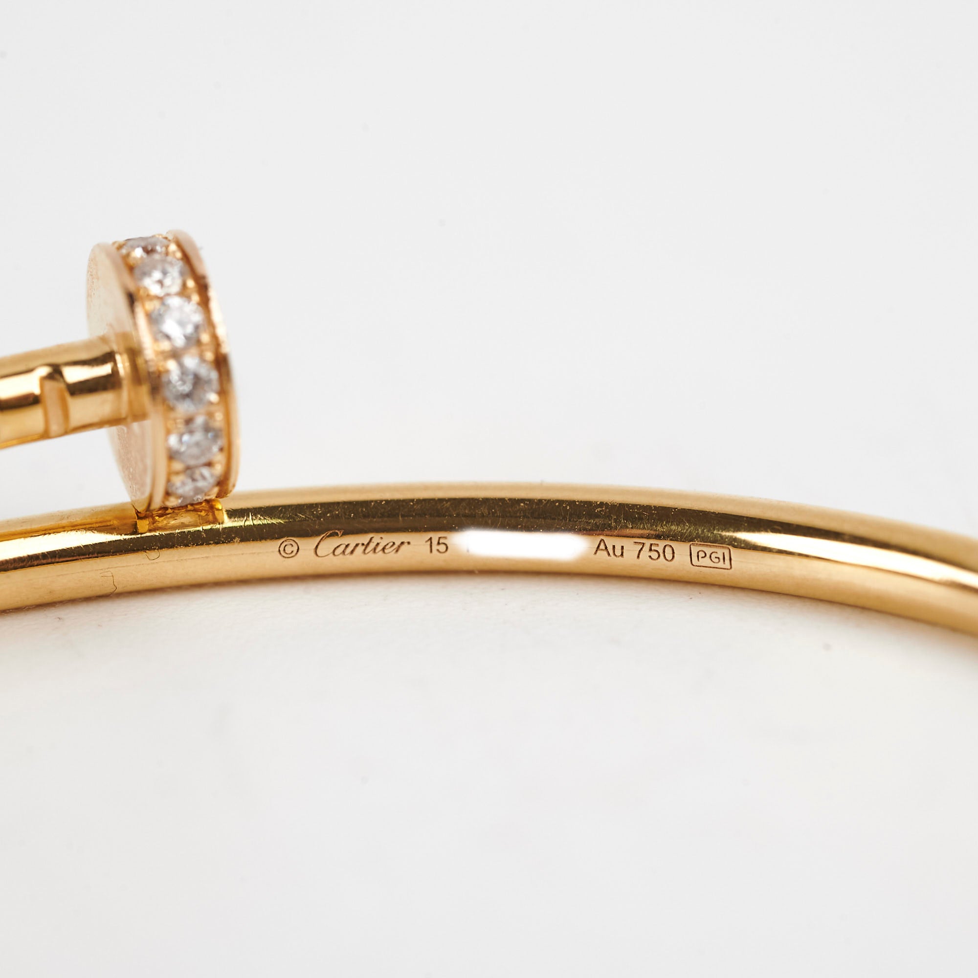 Cartier Juste Un Clou JUC Small Diamond Bracelet in 18K Yellow Gold Size 15 - Luxury Jewelry for Women, Perfect for Gifts, Parties & Special Occasions