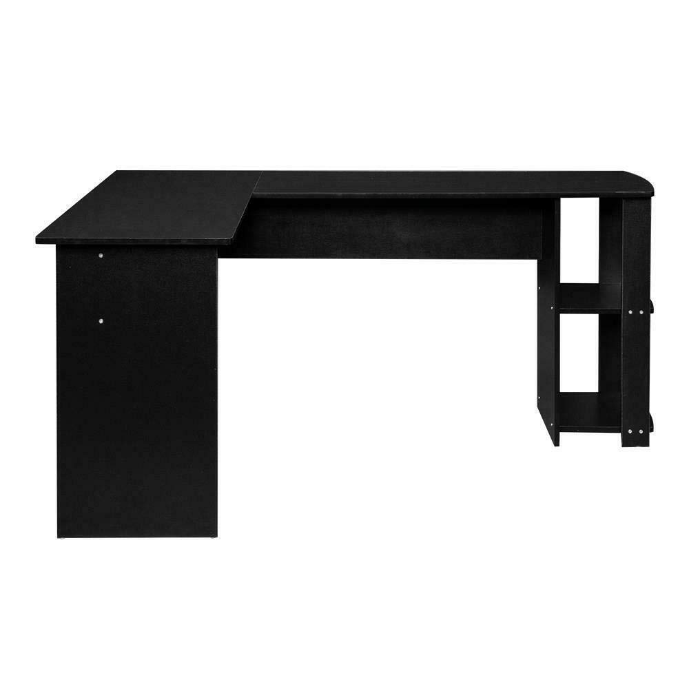 L-Shaped Wooden Black Computer Desk for Home Office - Ergonomic Gaming & Workstation Desk with Drawer - Perfect for Small Spaces, Remote Work & PC Gaming Setups