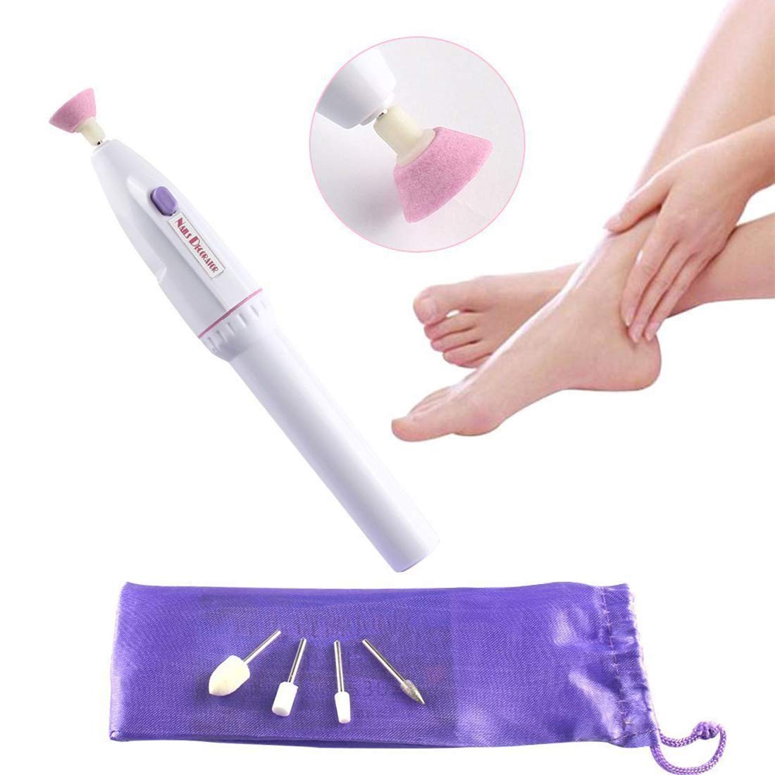 Professional Portable Electric Nail Drill Kit for Manicure & Pedicure - White | Nail Art Grooming Tool with Multiple Attachments | Perfect for Home Salon, Nail Artists & DIY Beauty Care
