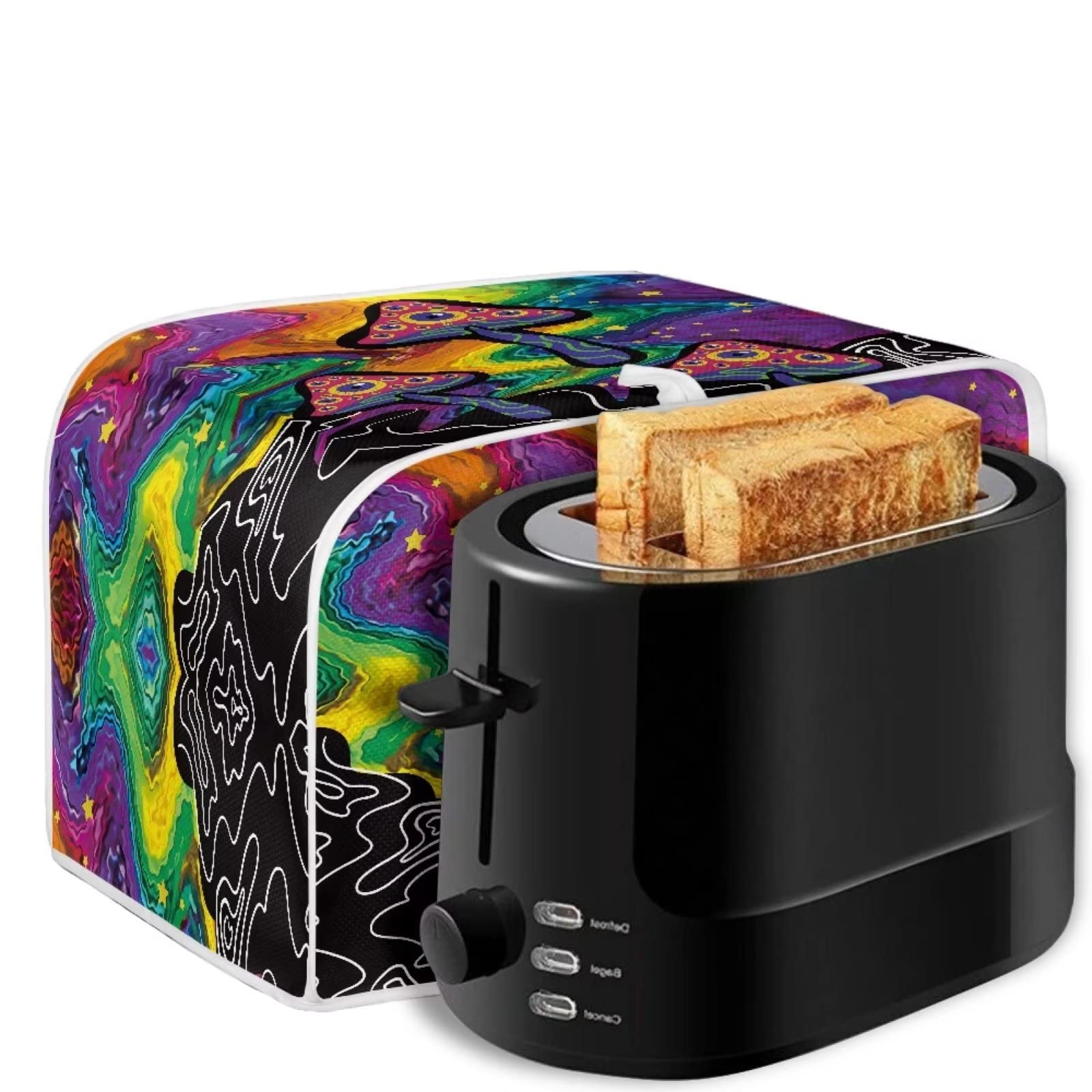 Belidome Rainbow Trippy Mushroom Toaster Cover - Soft Lightweight Bread Machine Protector for Kitchen Small Appliances | Perfect for Toasters, Ovens & Countertop Decor