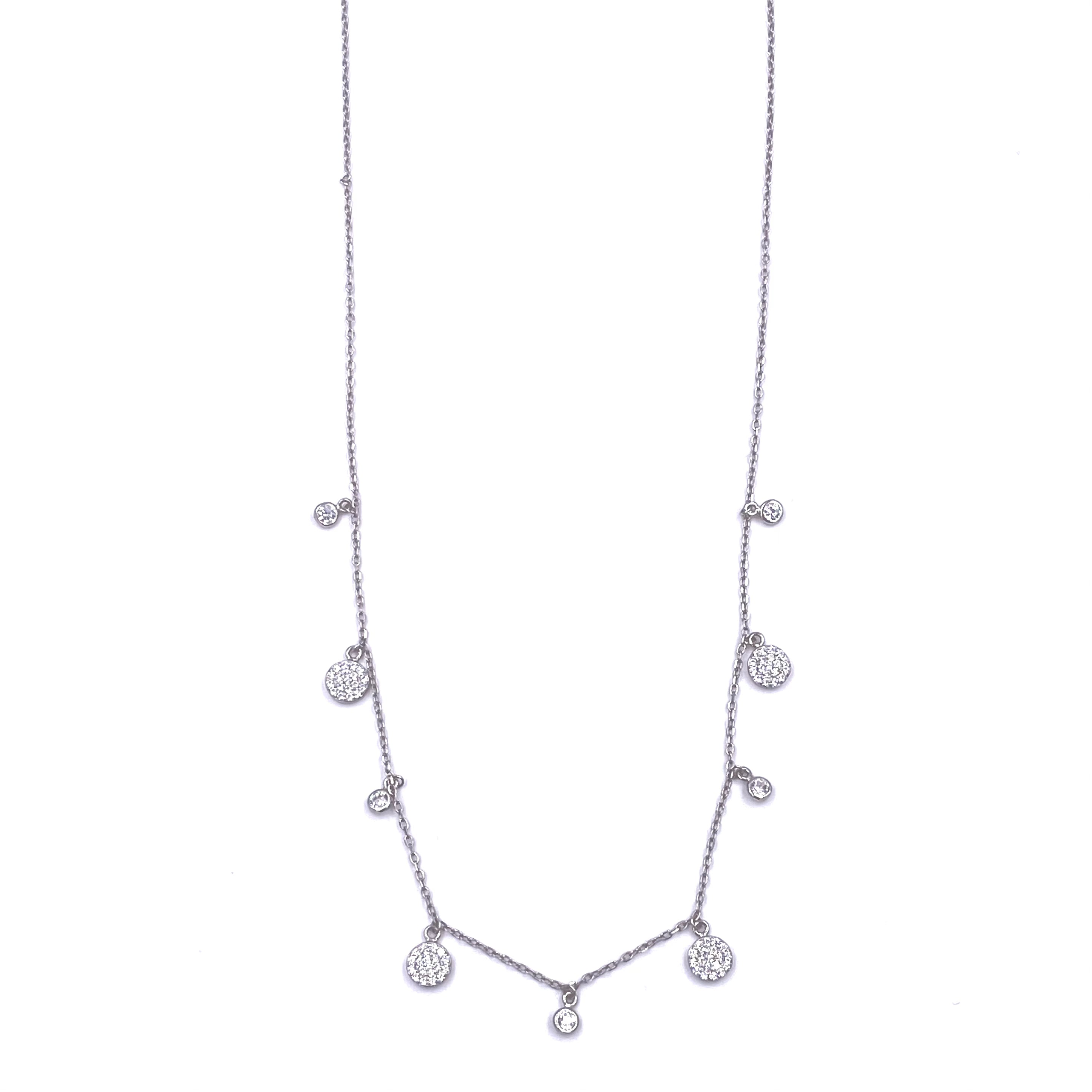 Ashley Gold Sterling Silver 9 Disc CZ Charm Necklace - Elegant Cubic Zirconia Pendant Jewelry for Women - Perfect for Parties, Weddings & Special Occasions