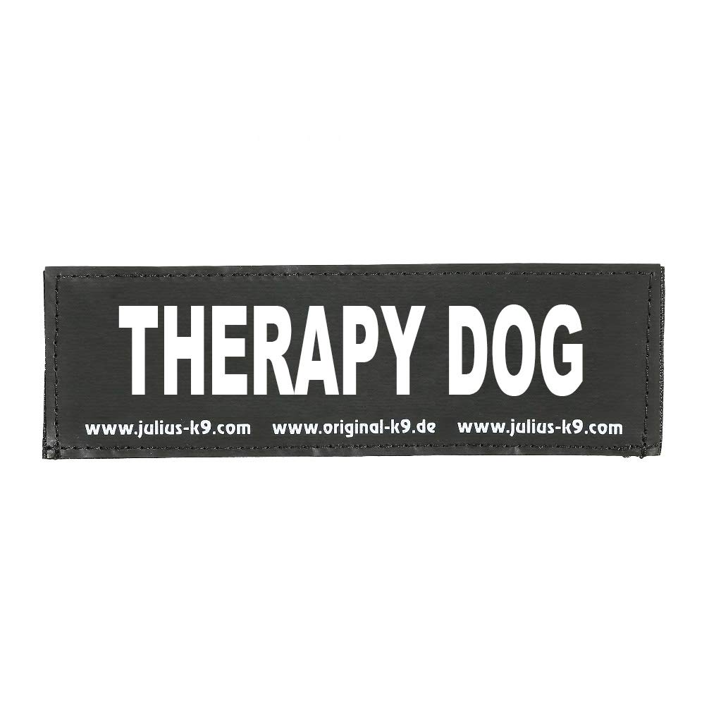 Large Black Therapy Dog Interchangeable Patches - 1 Pair for Emotional Support & Service Vests - Perfect for Training, Comfort & Identification