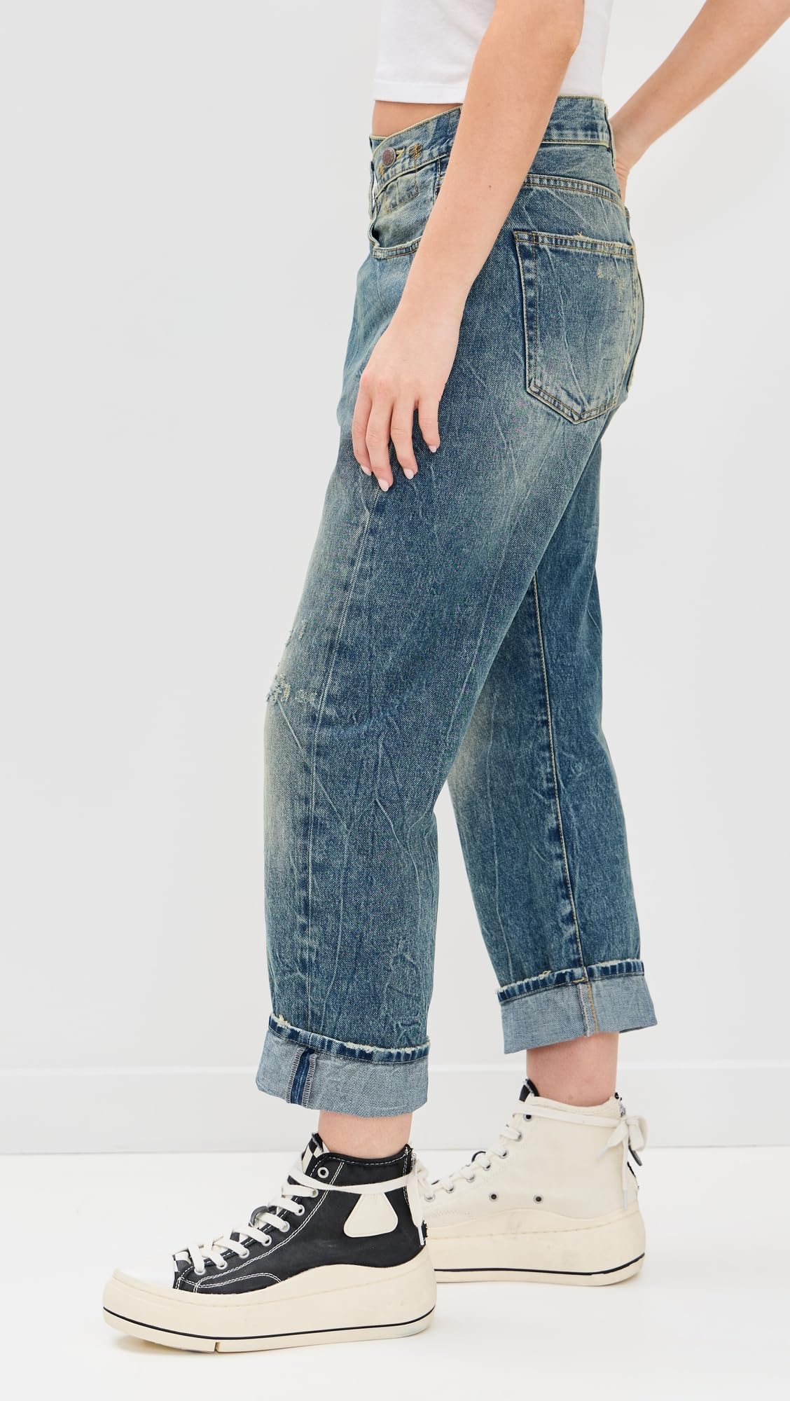 R13 Women's High Waist Cross Over Jeans - Stretch Denim Skinny Pants for Casual Wear & Night Out | Perfect for Date Night, Shopping & Everyday Fashion