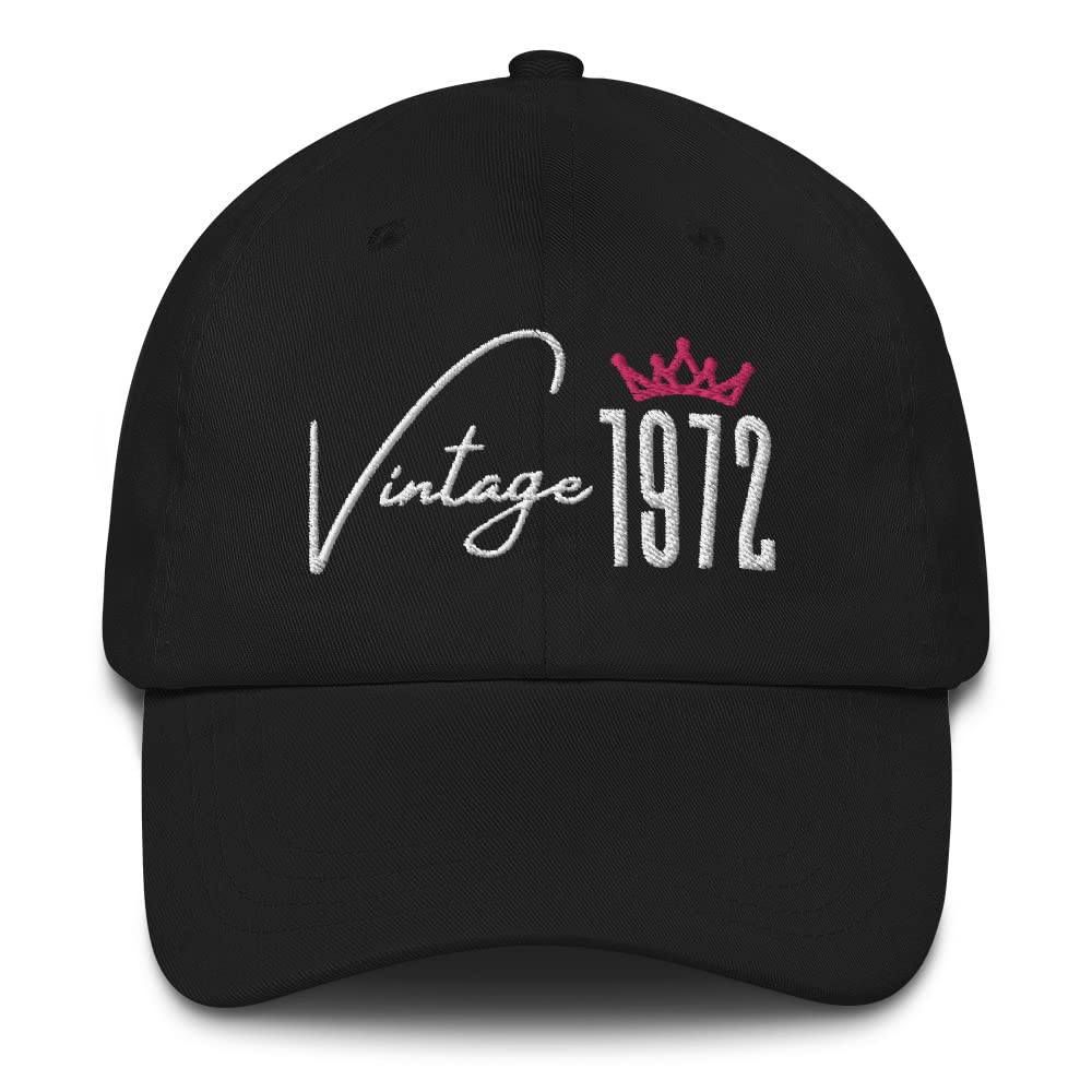 Vintage 1972 Birthday Hat for Women - 50th Birthday Gift for 50 Year Old Women - Dad Cap for Mom, Wife & Grandma - Perfect for Parties, Photo Shoots & Special Celebrations