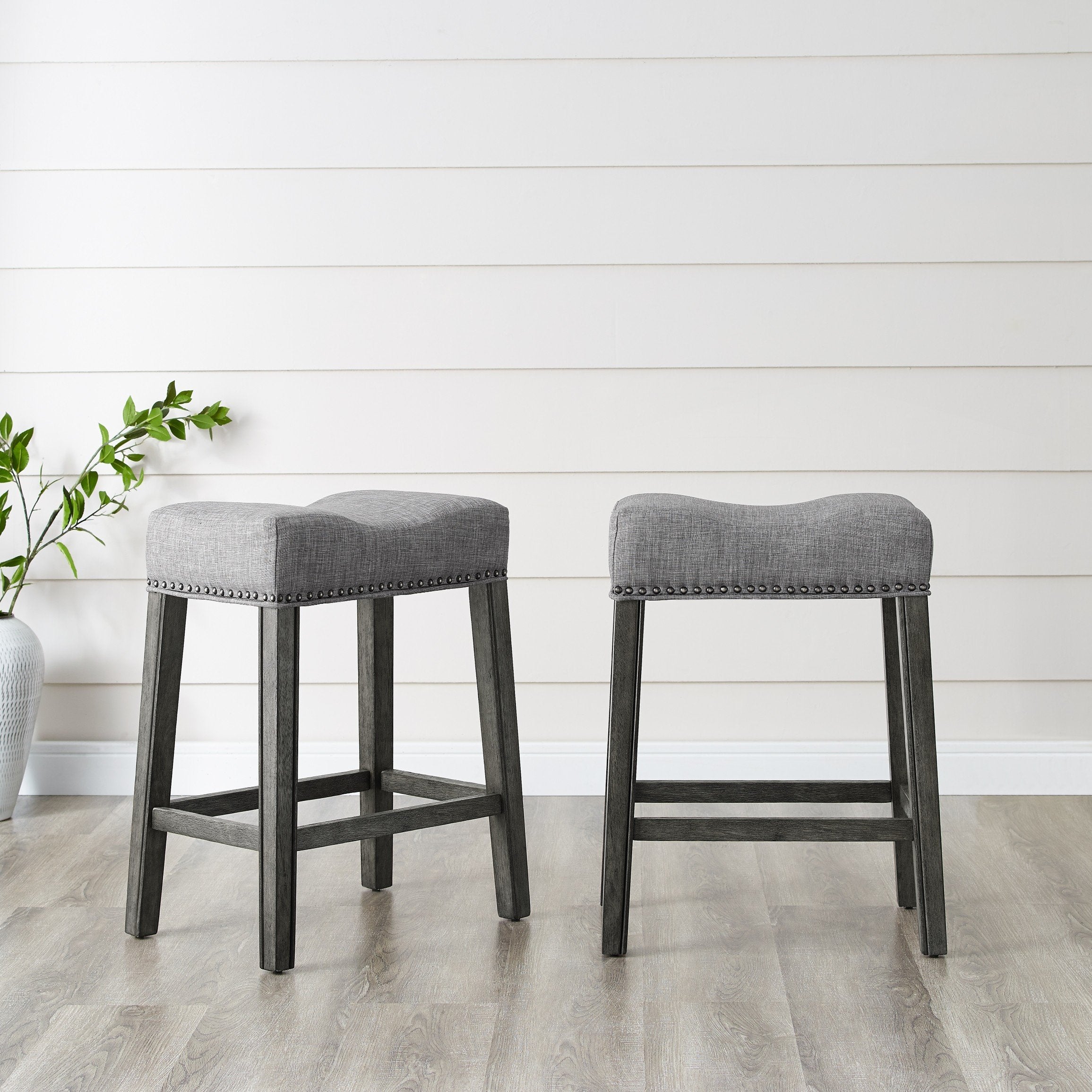 Roundhill Furniture CoCo Upholstered Backless Saddle Seat Counter Stools 24