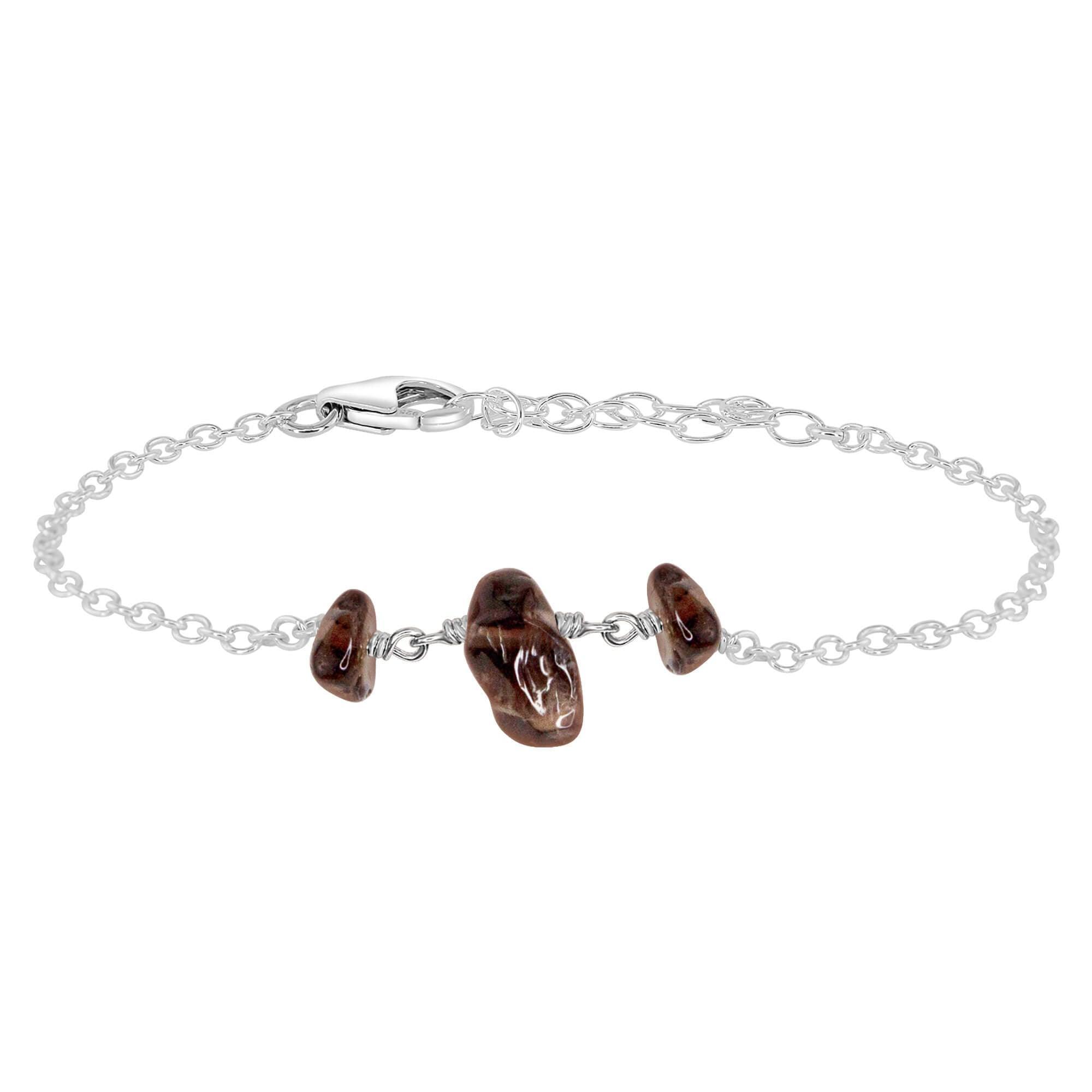 Natural Smoky Quartz Beaded Chain Bracelet for Women - Elegant Crystal Healing Jewelry for Meditation, Yoga & Spiritual Energy