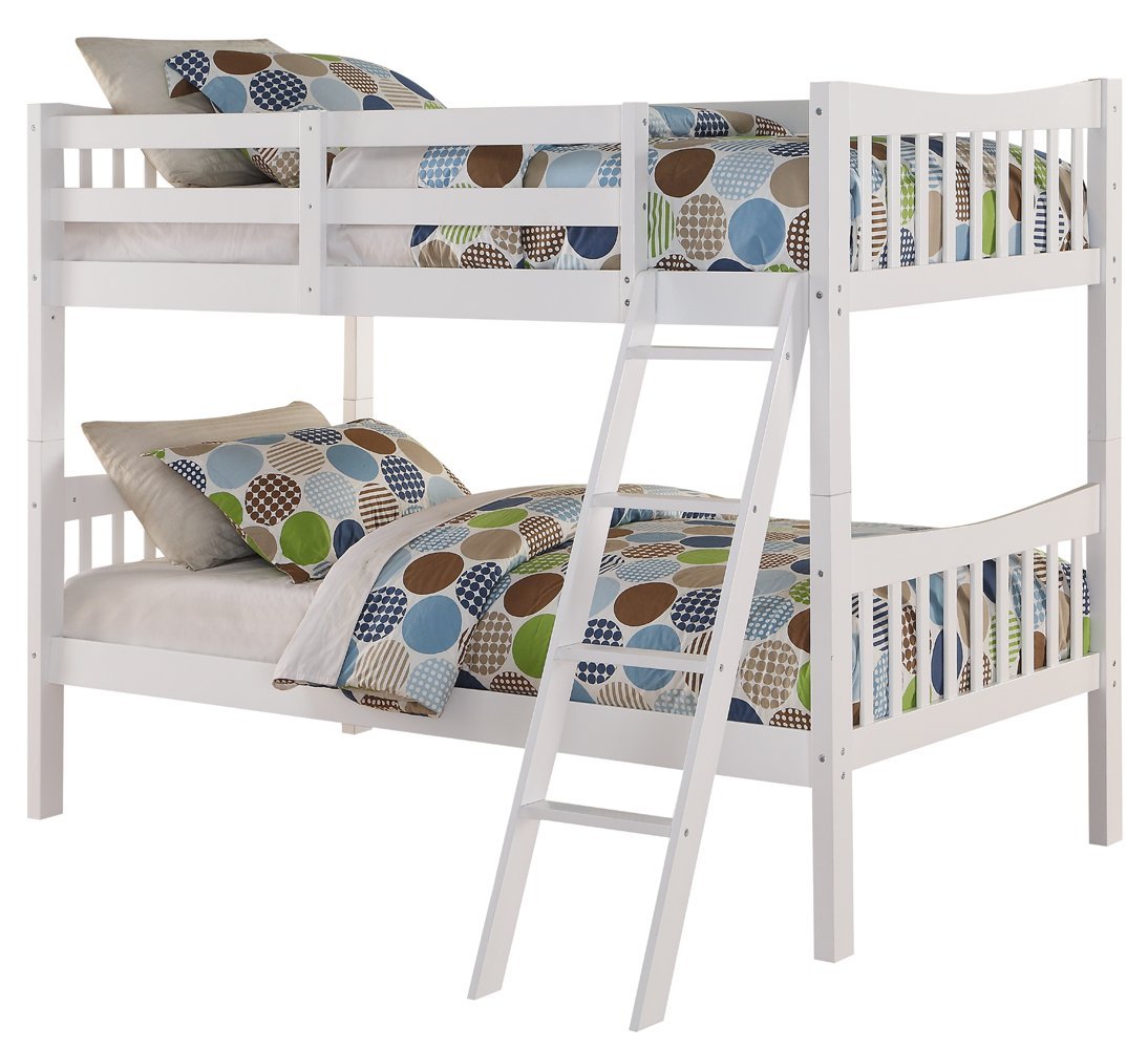 Angel Line Fremont Twin Over Twin Bunk Bed - Space Saving Kids Bunk Bed with Guardrails, White | Perfect for Shared Kids' Rooms, Sleepovers & Small Spaces