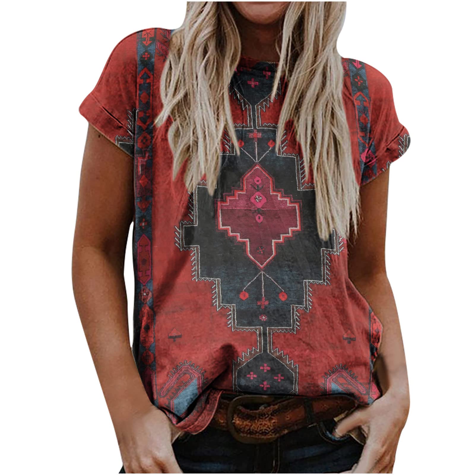 African Dashiki Shirt for Women - Retro Ethnic Diamond Print Blouse for Casual Wear
