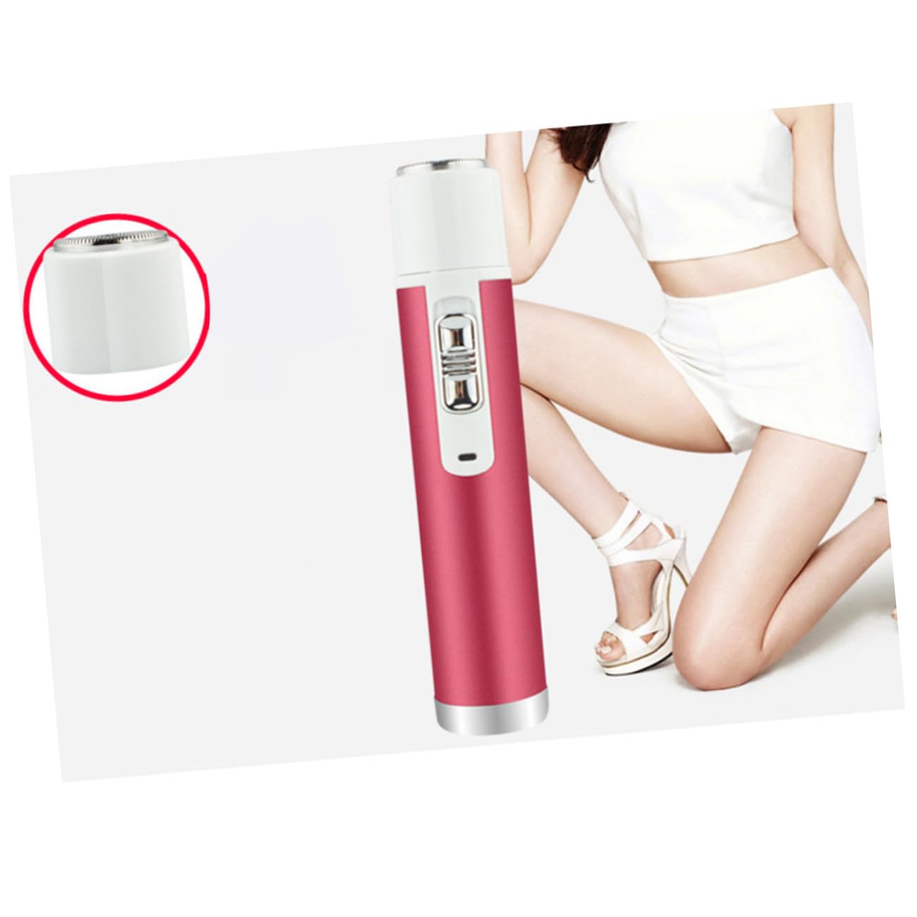 Women's Electric Shaver & Eyebrow Trimmer - USB Rechargeable Cordless Body Hair Remover for Face, Legs, Bikini Line - Painless Hair Removal for Smooth Skin - Perfect for Travel, Gym & Daily Grooming (Red)