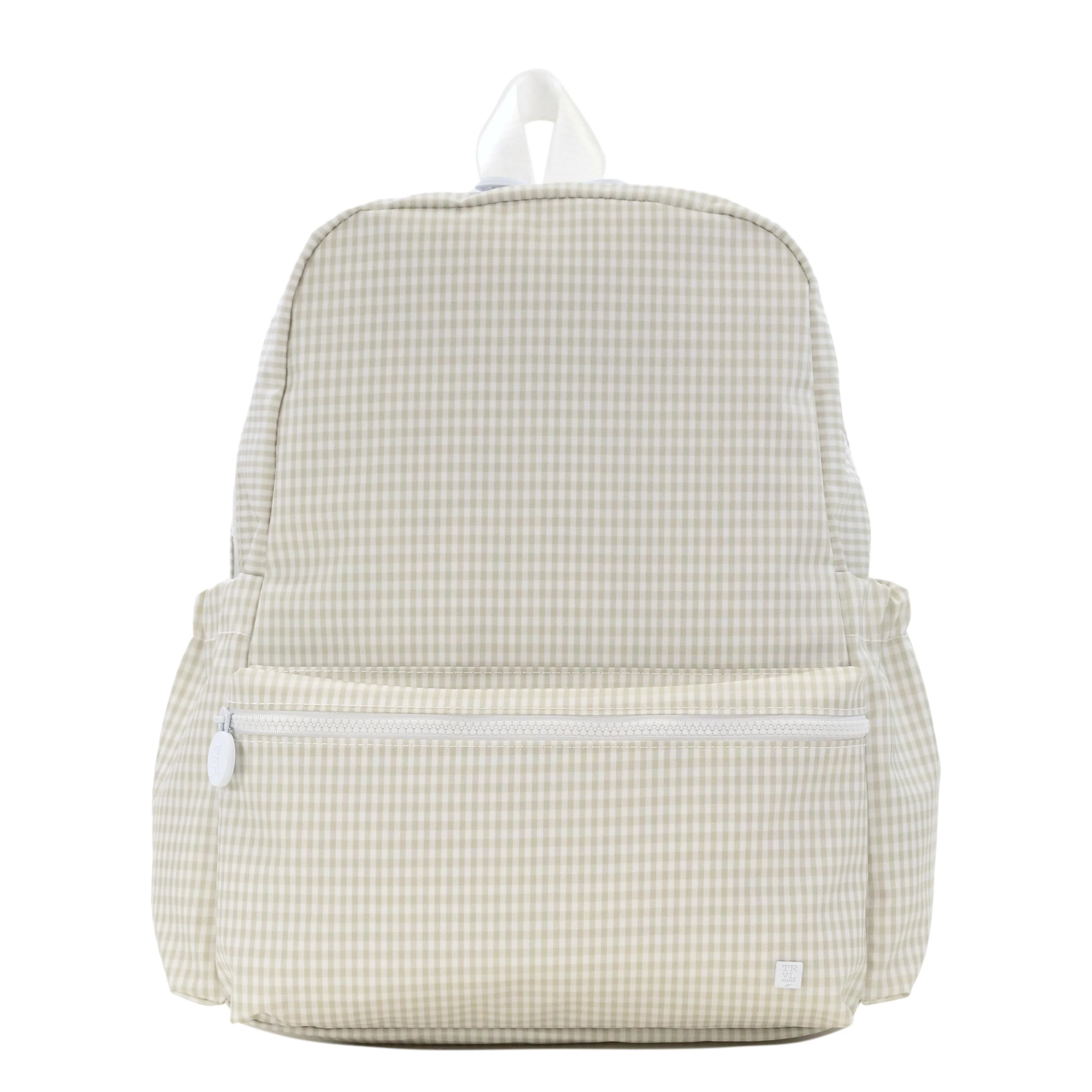 TRVL Design Backpacker Gingham Pearl Grey Travel Backpack - Perfect for Hiking, Camping & Outdoor Adventures