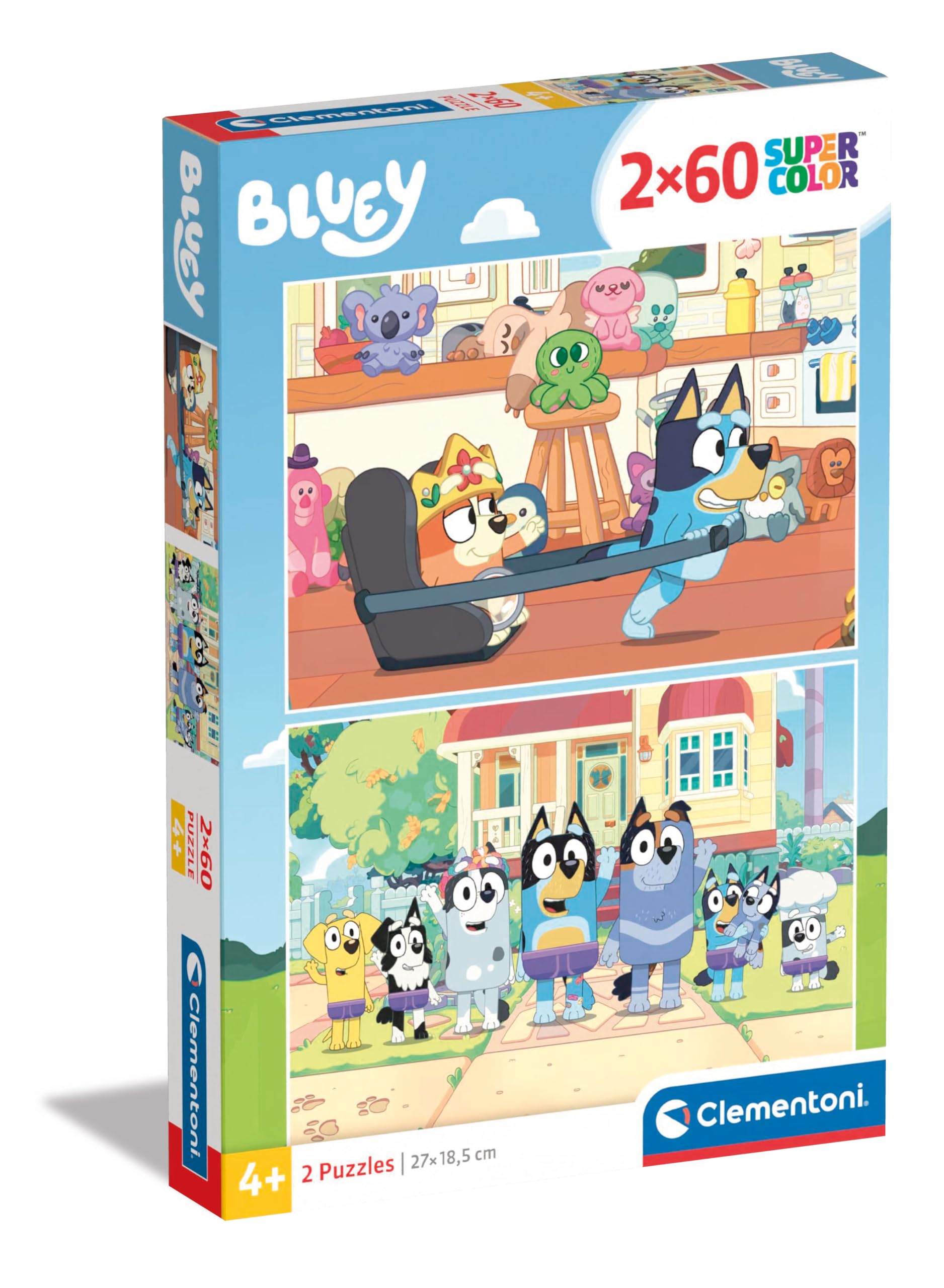 Clementoni Bluey 2 Supercolor 60-Piece Jigsaw Puzzle for Kids | Made in Italy | Fun Learning Activity & Family Game Night (Model 24813)