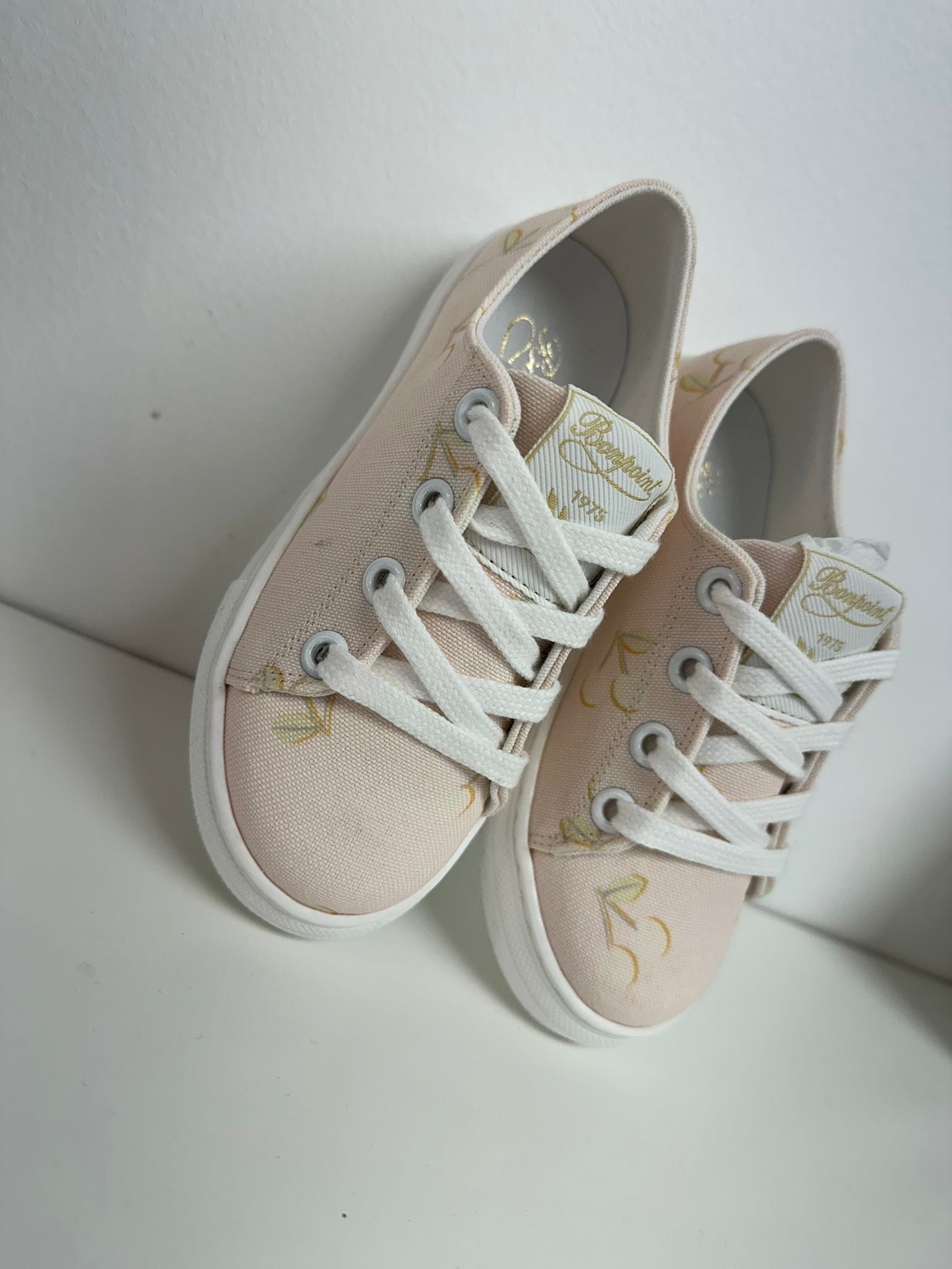 Bonpoint Cherry Lace Up Sneakers for Girls - Comfortable Kids Fashion Shoes for School & Play | Stylish Casual Footwear for Toddlers & Children