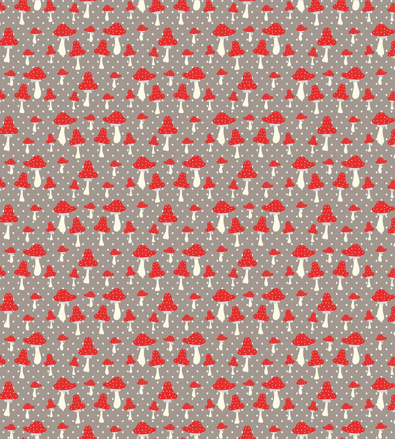 Ambesonne Mushroom Duvet Cover Set - California King 3-Piece Bedding with Amanita Mushrooms & Polka Dot Design | Taupe Cream Red Cartoon Toadstool Pattern | Includes 2 Pillow Shams | Perfect for Kids' Rooms, Boho Decor & Mushroom-Themed Bedrooms