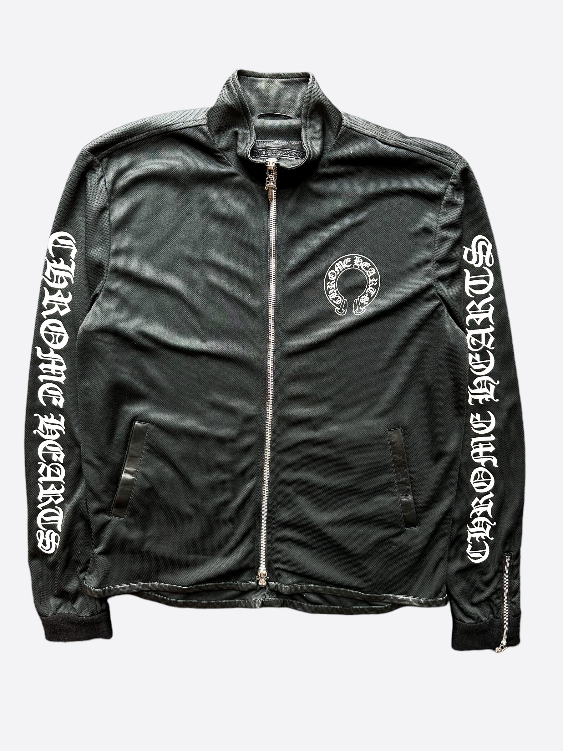 Chrome Hearts Black Horseshoe Logo Track Jacket - Stylish Men's & Women's Zip Up Hoodie for Streetwear & Casual Outfits | Perfect for Gym, Running & Everyday Wear