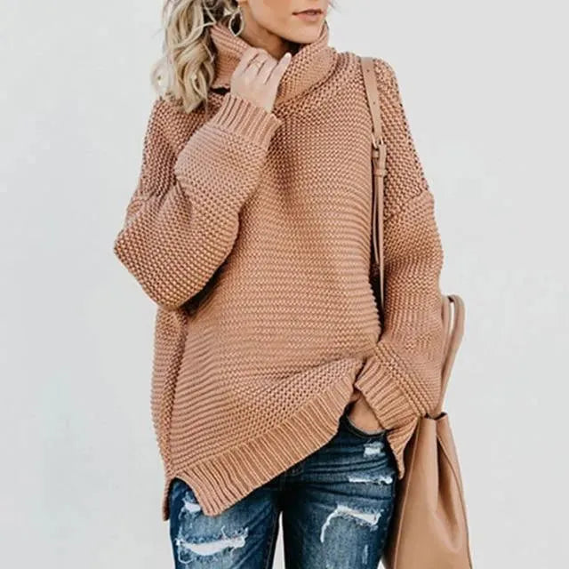 Women's Turtleneck Pullover Sweater for Office & Work - Soft Knit Winter Warm Long Sleeve Top for Business Casual & Professional Outfits