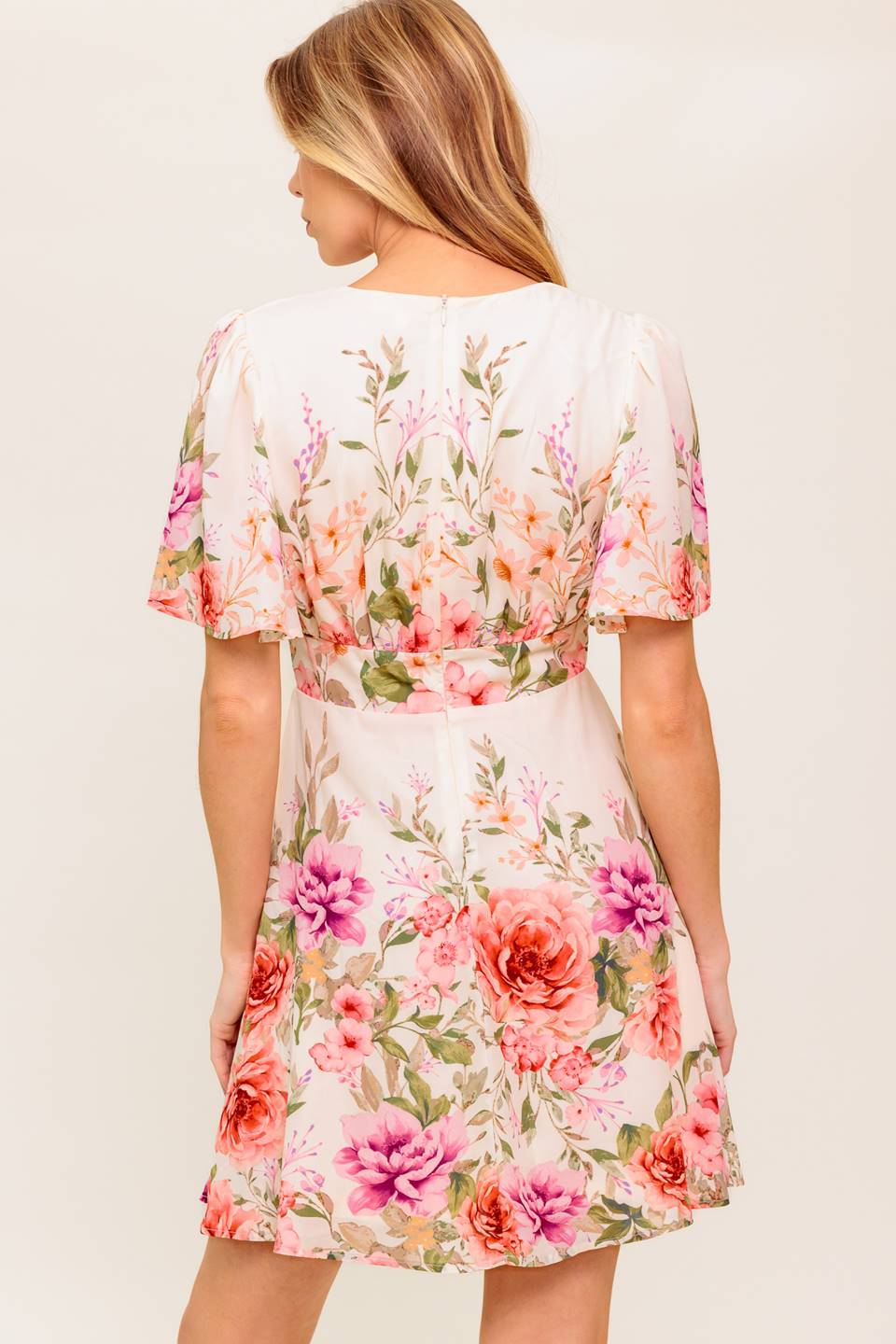 IMANI Floral Printed Mini Dress - Light Pink Summer Dress for Women, Perfect for Beach Vacations, Parties & Date Nights