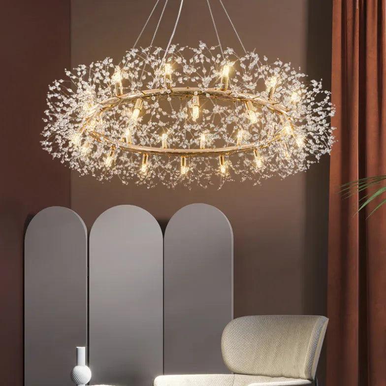 Star Branches Crystal Gold Chandelier - Elegant Ceiling Light Fixture for Dining Room, Living Room & Bedroom Decor | Modern Luxury Lighting for Home & Wedding Venues