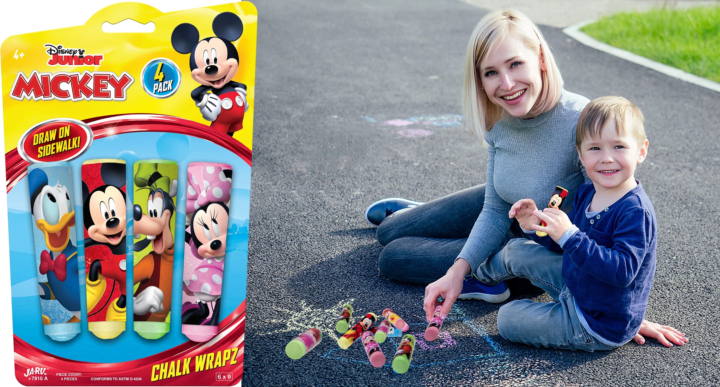 Disney Mickey & Minnie Jumbo Sidewalk Chalk Sticks (12-Pack) - Non-Toxic Washable Outdoor Chalk for Kids - Perfect for Driveway Art, Birthday Parties & Summer Outdoor Activities A-7810-1