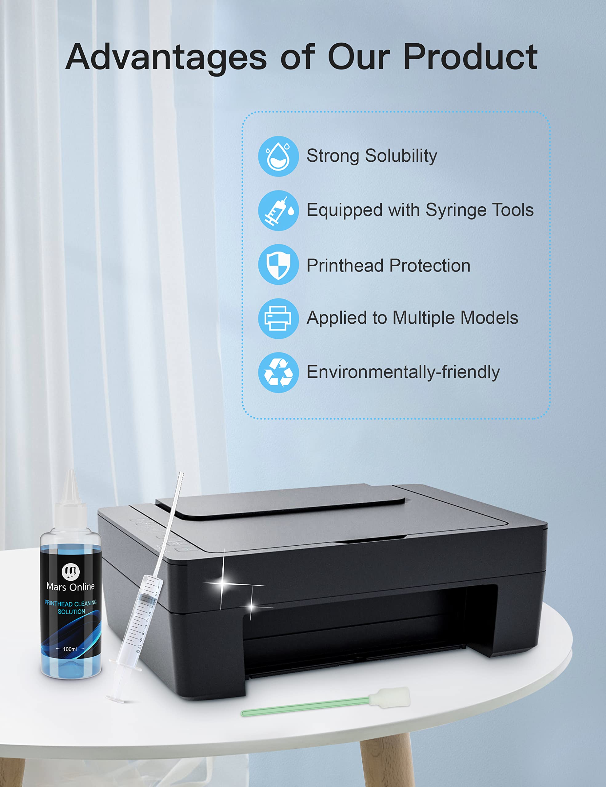 HP Epson Brother Canon Printer Printhead Cleaning Kit - Compatible with HP 8600 8610 8035 8710 6700 6900, Epson 1430 2720 ET-2720 ET-2750 - 100ML Inkjet Head Cleaner Solution - Perfect for Office & Home Printer Maintenance