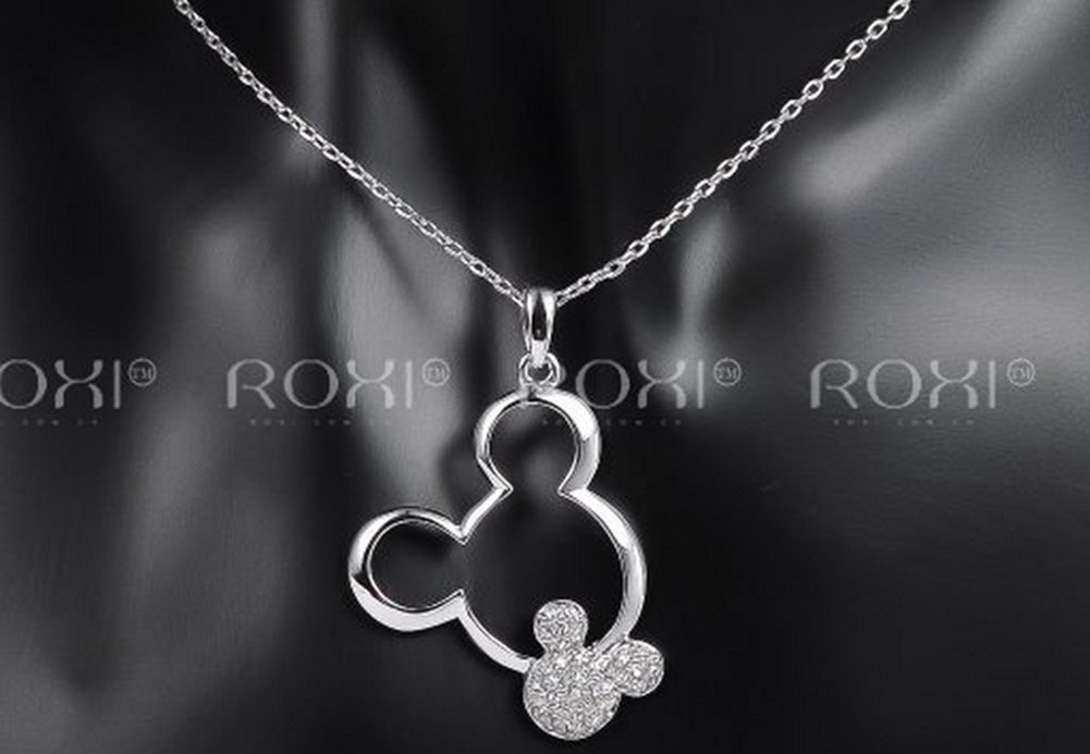 Rose Gold Plated Heart & Twin Mickey Mouse Necklace for Women - Elegant Disney Jewelry Gift for Birthdays, Anniversaries & Special Occasions