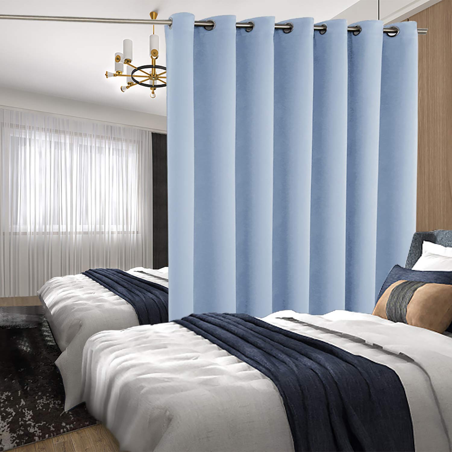 BGment Extra Long Blackout Curtains for Sliding Glass Doors - 120 Inch Room Darkening Window Drapes, Living Room Divider & Doorway Privacy Curtain (Spa Blue, 1 Panel, 100