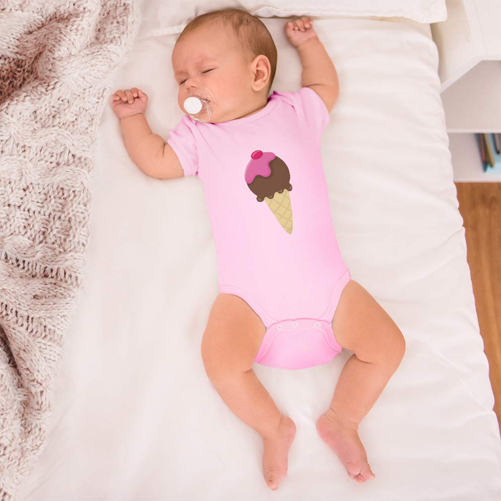 Custom Baby Bodysuit - Chocolate Ice Cream & Cherry Print 100% Cotton Onesie for Boys & Girls | Soft & Comfortable Infant Outfit for Everyday Wear, Photo Shoots & Special Occasions