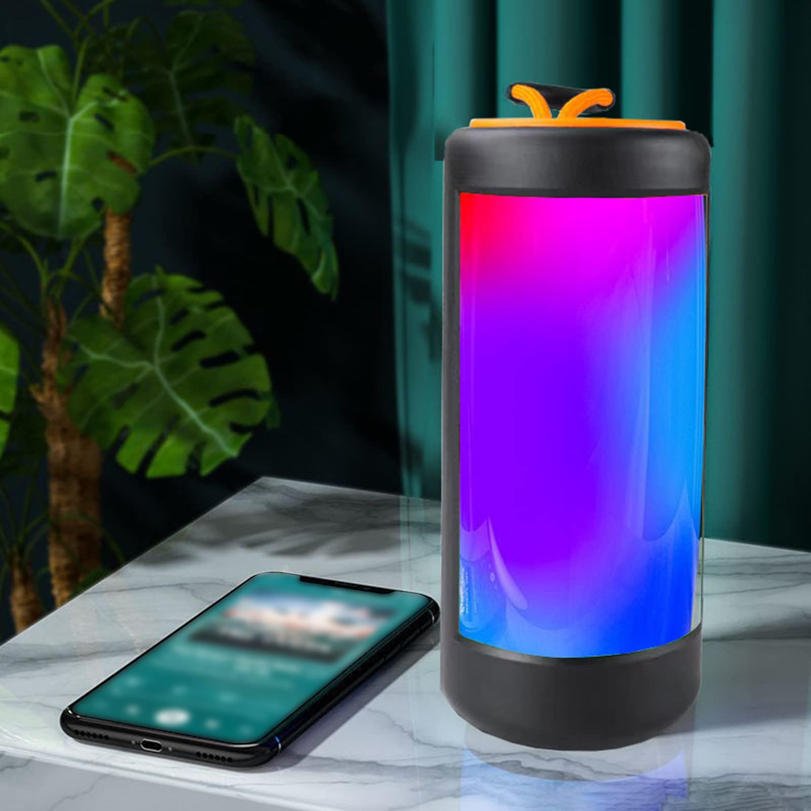 Portable Bluetooth 5.0 Speaker with TF Card Slot, AUX Input & USB Flash Drive - Wireless Speaker with Colorful LED Lights for Home, Party, Gaming & Gift Giving