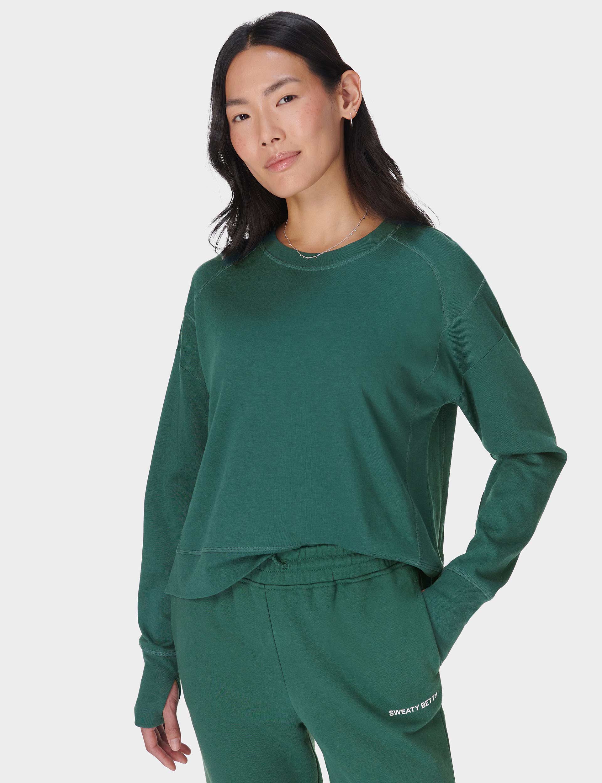 After Class Crop Sweatshirt for Women - Glade Green Oversized Pullover | Casual Streetwear, Loungewear & College Outfits