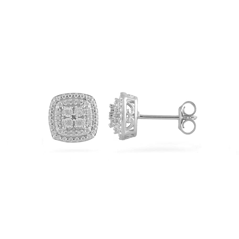 0.10 to 0.25 Carat Natural Diamond Stud Earrings for Women - Sterling Silver Push Back Earrings (S-F Color, I3-I4 Clarity) - Perfect for Everyday Wear, Gift Giving & Special Occasions