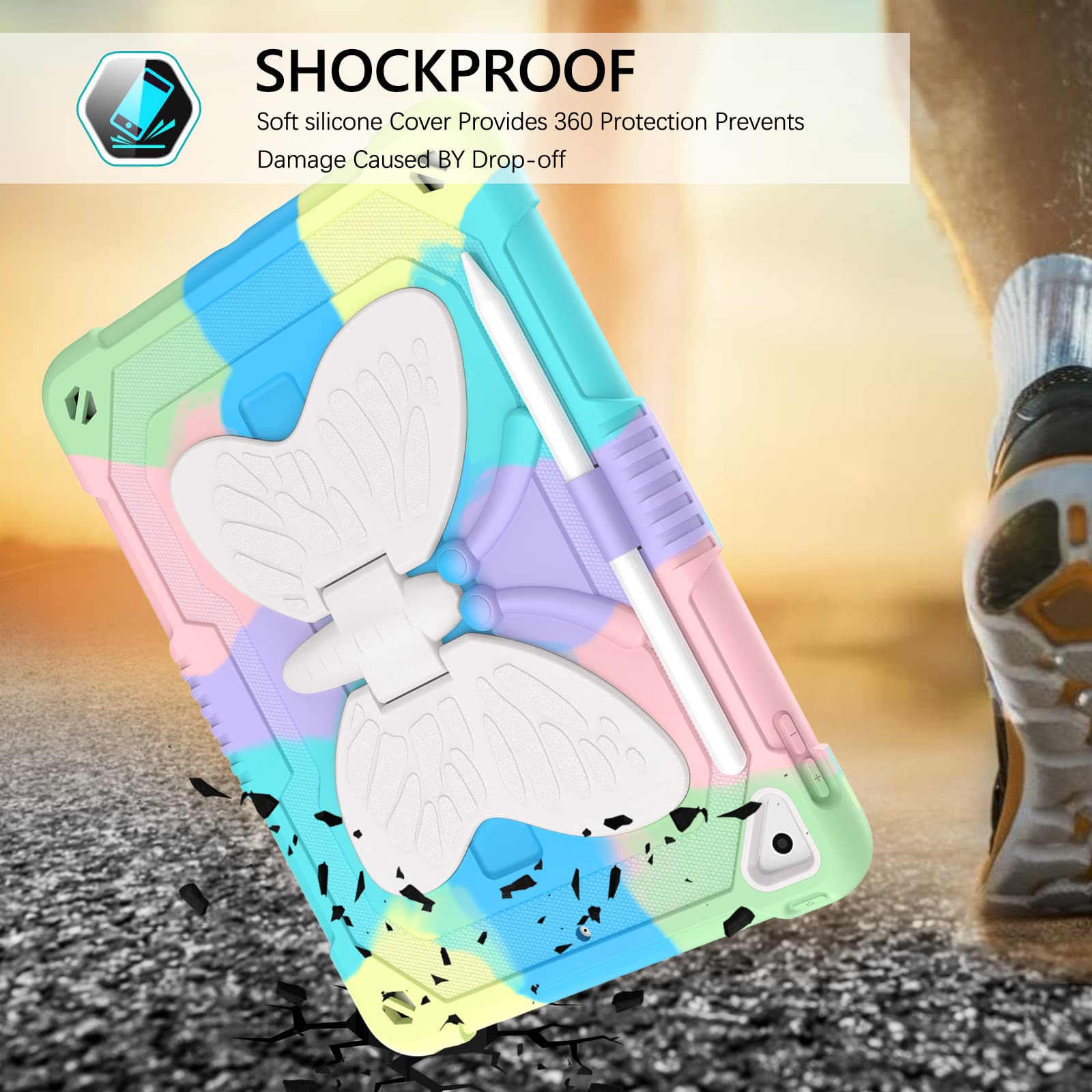 GUAGUA Kids Shockproof iPad Case - Compatible with iPad Air 2, iPad 5th/6th Gen (2017/2018) & iPad Pro 9.7