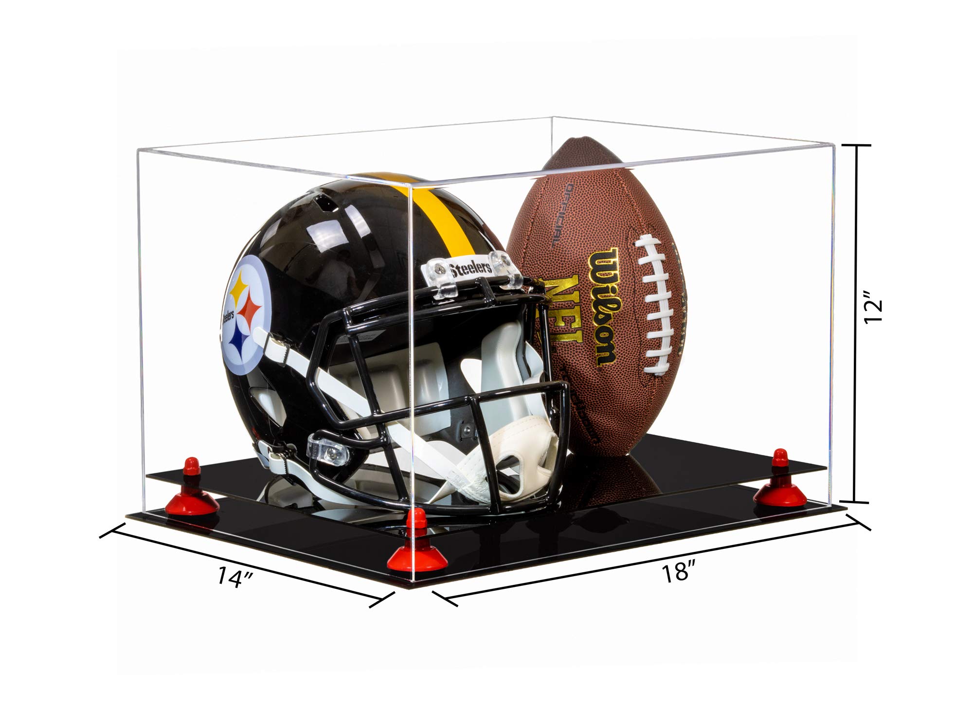 Premium Acrylic Full-Size Football and Helmet Display Case - Perfect for Sports Memorabilia, Collectibles, and Man Cave Decor