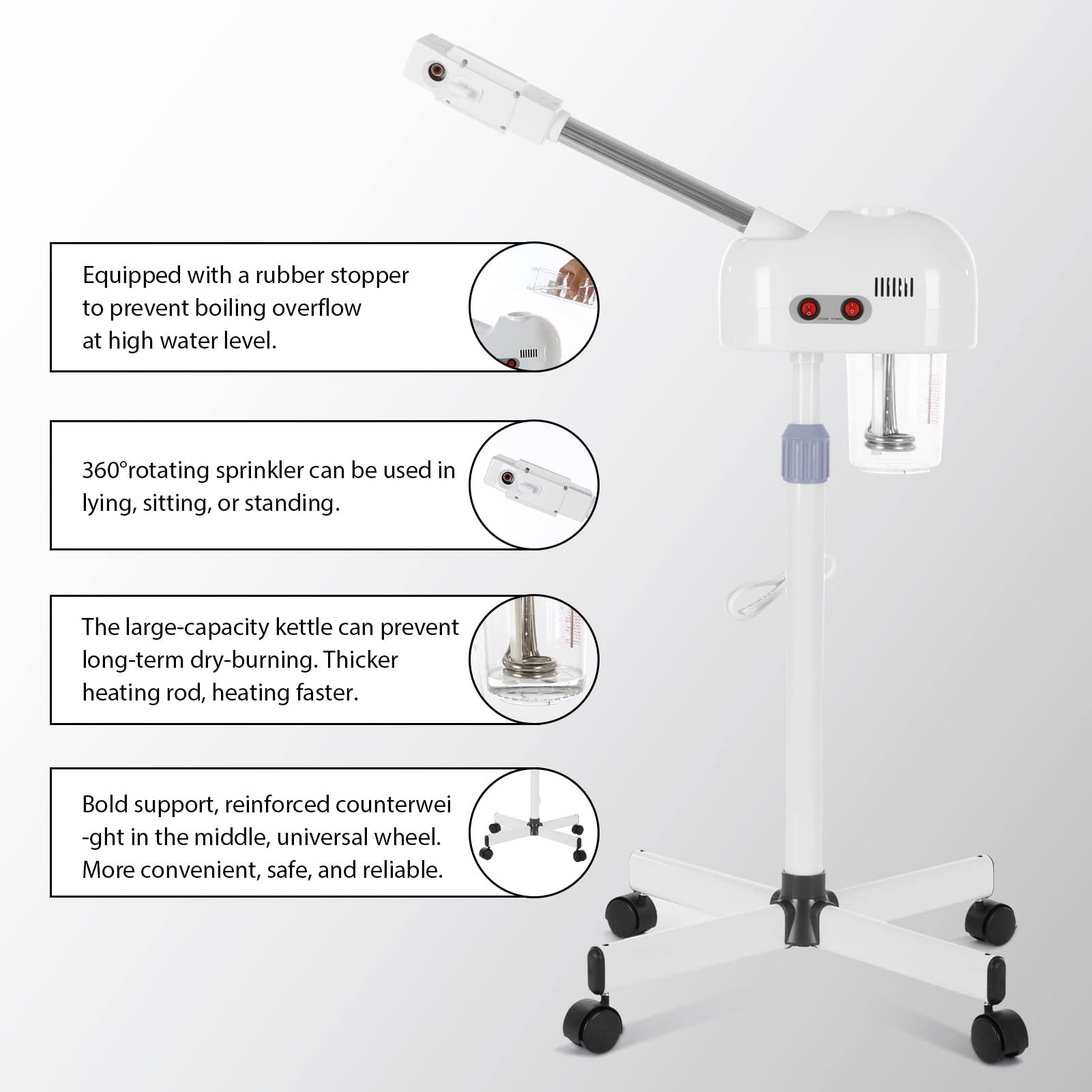 Professional Facial Steamer with Hot Mist & Ozone Function - Adjustable Height Home & Salon Skin Care Device for Deep Cleansing, Hydration & Spa Relaxation | Perfect for Acne Treatment, Blackhead Removal & Facial Rejuvenation
