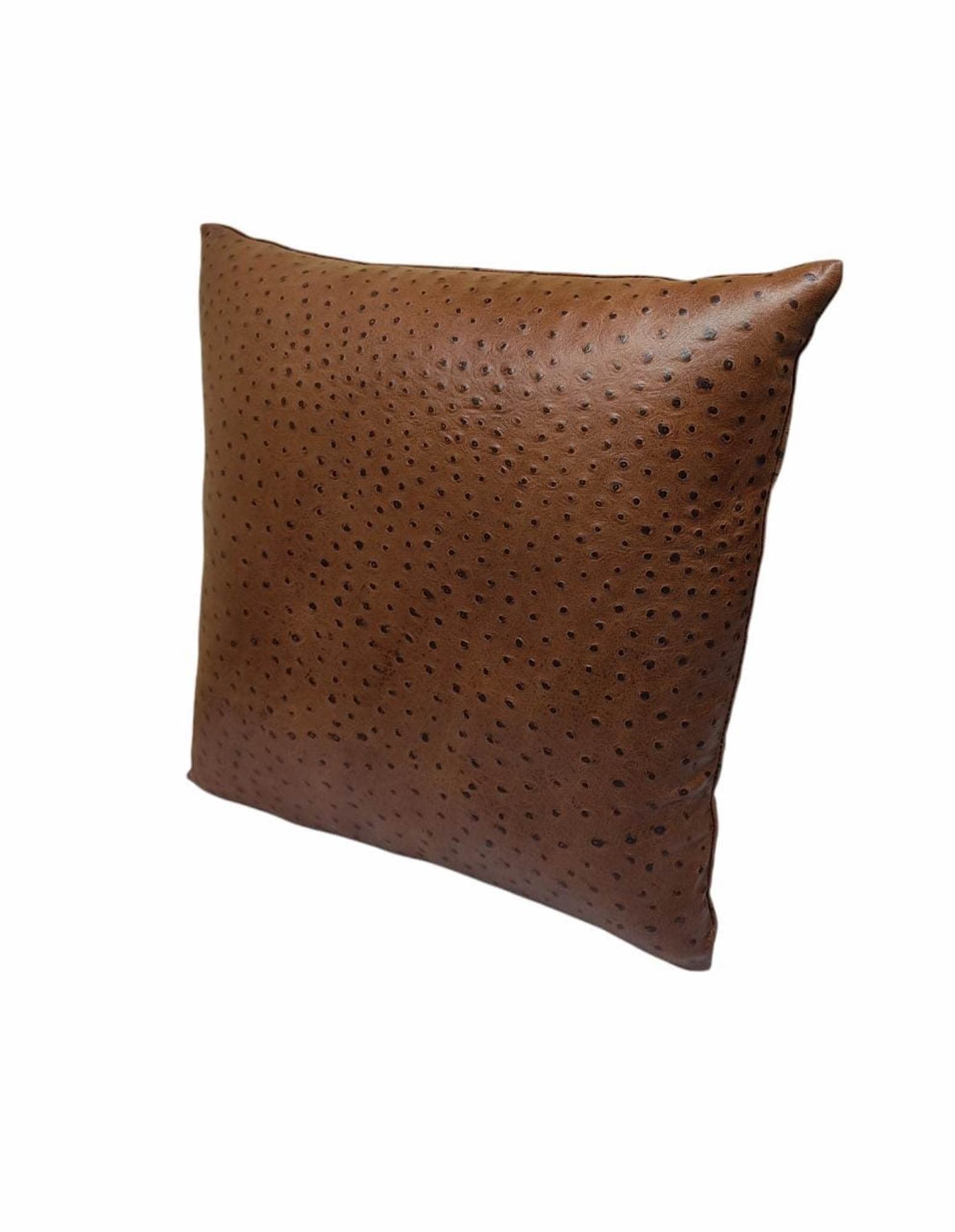 Premium Lambskin Leather Pillow Covers 20x20 Inches - Soft Sofa Cushion Cases & Decorative Throw Pillow Covers for Living Room, Bedroom, Office - Tan Ostrich Pack of 2 - Perfect for Home Decor & Cozy Interior Styling