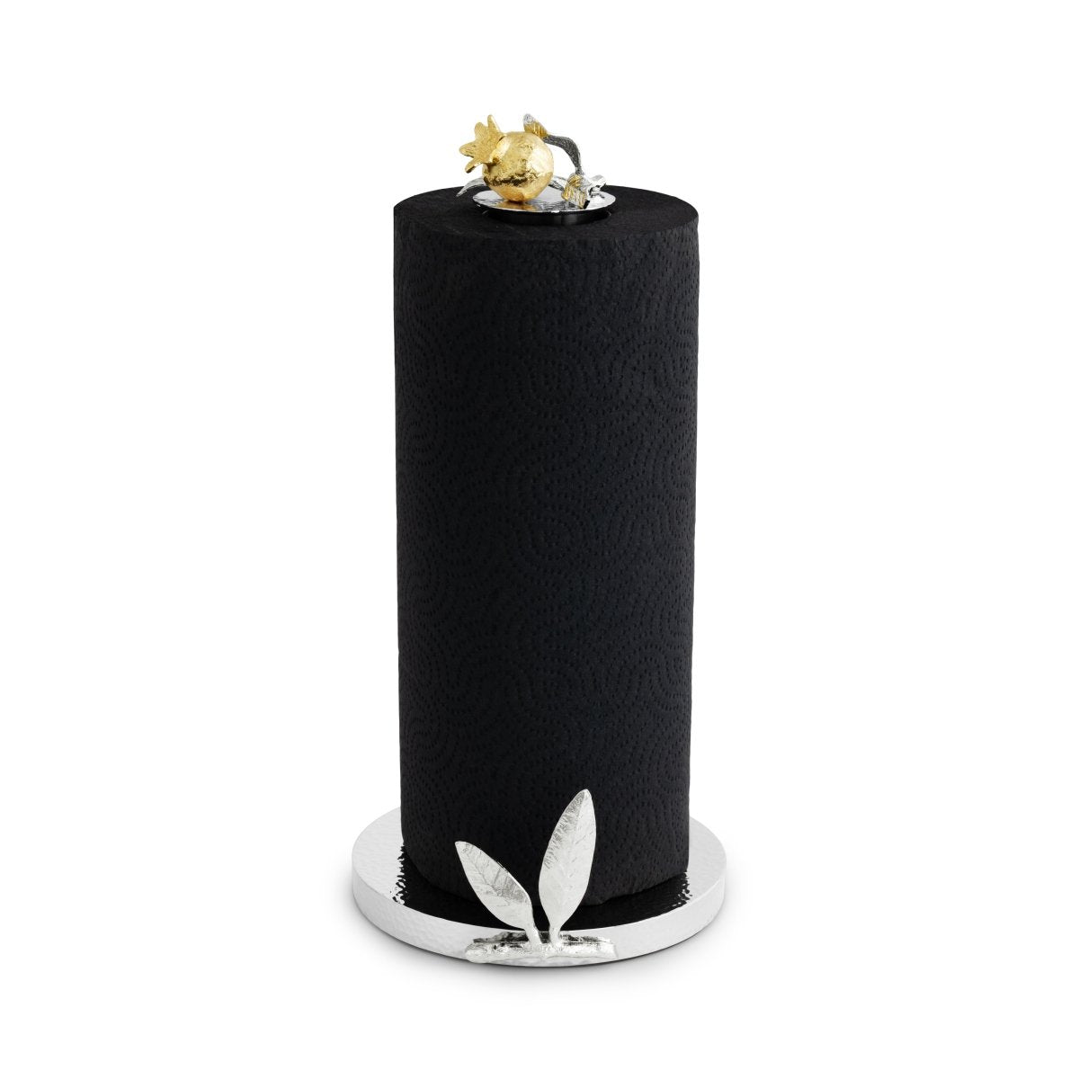 Elegant Pomegranate Silver & Gold Paper Towel Holder - Modern Kitchen & Bathroom Decor for Stylish Home Organization