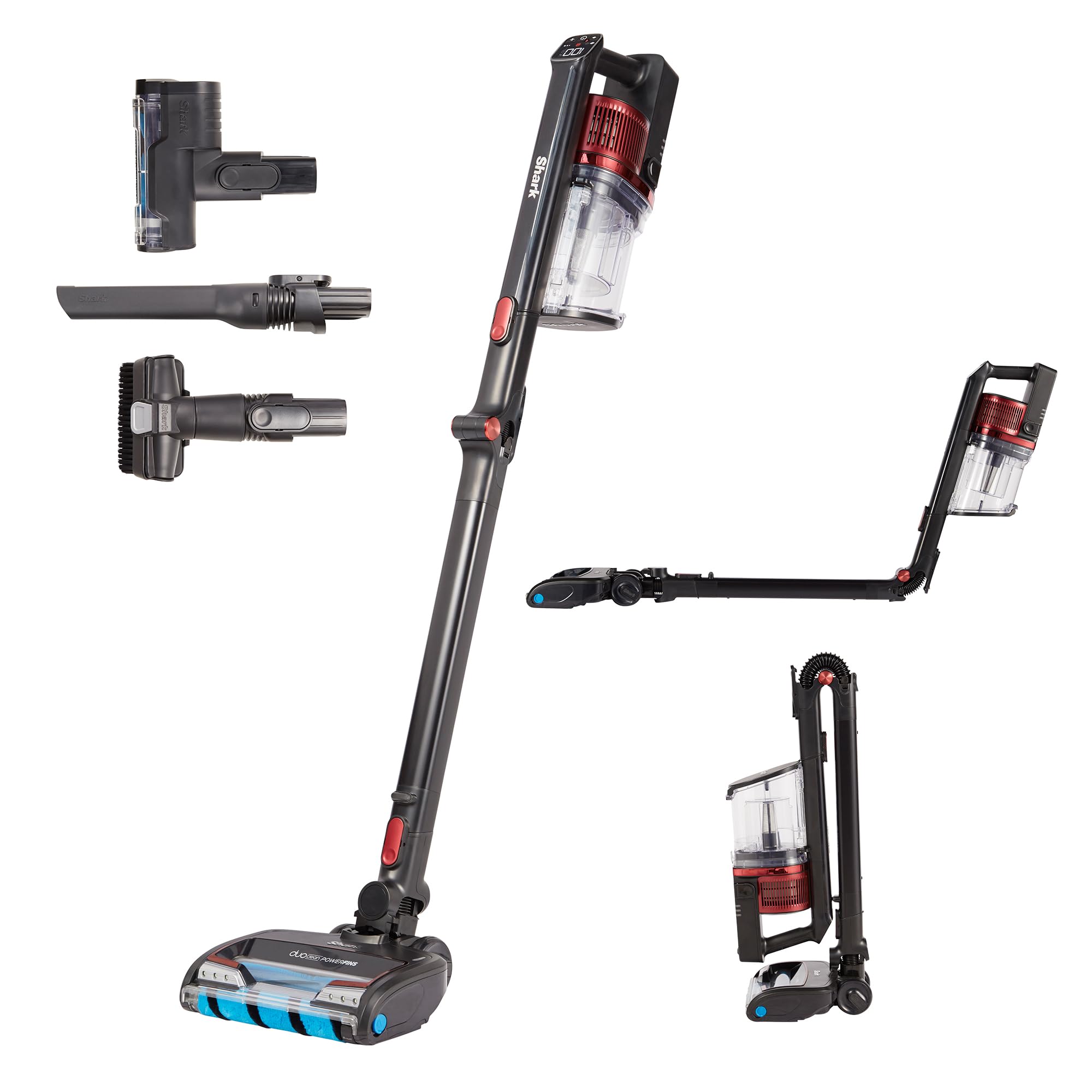 Shark Cordless Stick Vacuum Cleaner - Anti Hair Wrap, 60 Min Runtime, DuoClean Technology with Motorized Pet Tool - Multi-Surface & 20cm Crevice Tools - Black & Red (IZ300UKT) - Perfect for Pet Hair, Hard Floors & Carpets