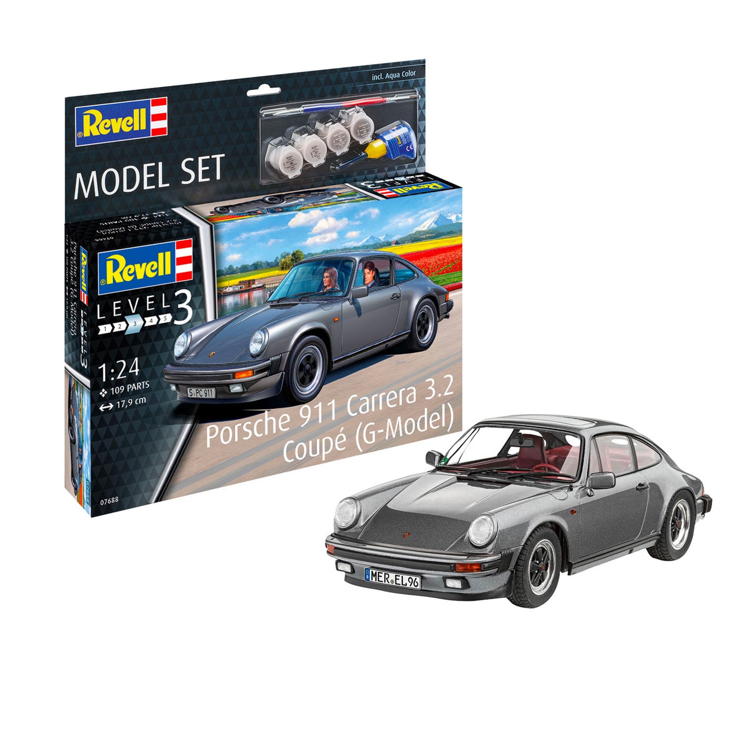 Porsche 911 Carrera 3.2 Coupe (G Model) Scale Model Kit - 1:24 Diecast Car Collectible for Adults - Perfect for Display, Gifts, and Hobby Enthusiasts