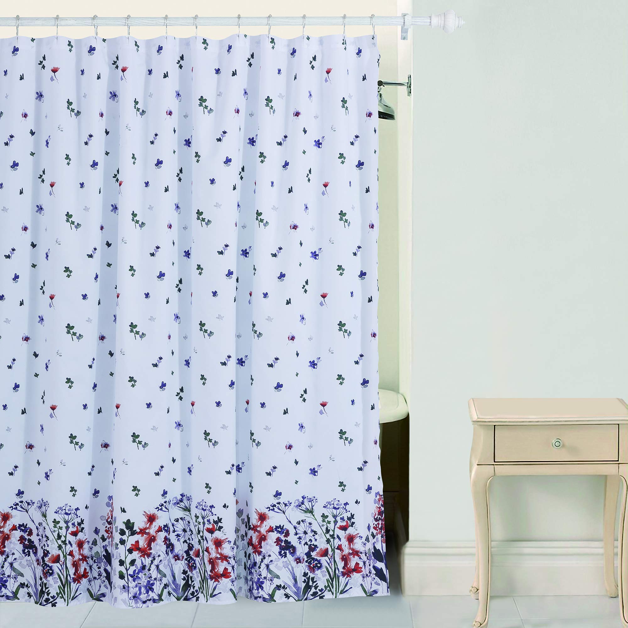 Elegant Meadow Belle Shower Curtain Set - Waterproof Fabric Bathroom Decor with Hooks, Multi-Color Floral Pattern for Modern & Vintage Bathrooms - Perfect for Home, Apartment, and Hotel Use