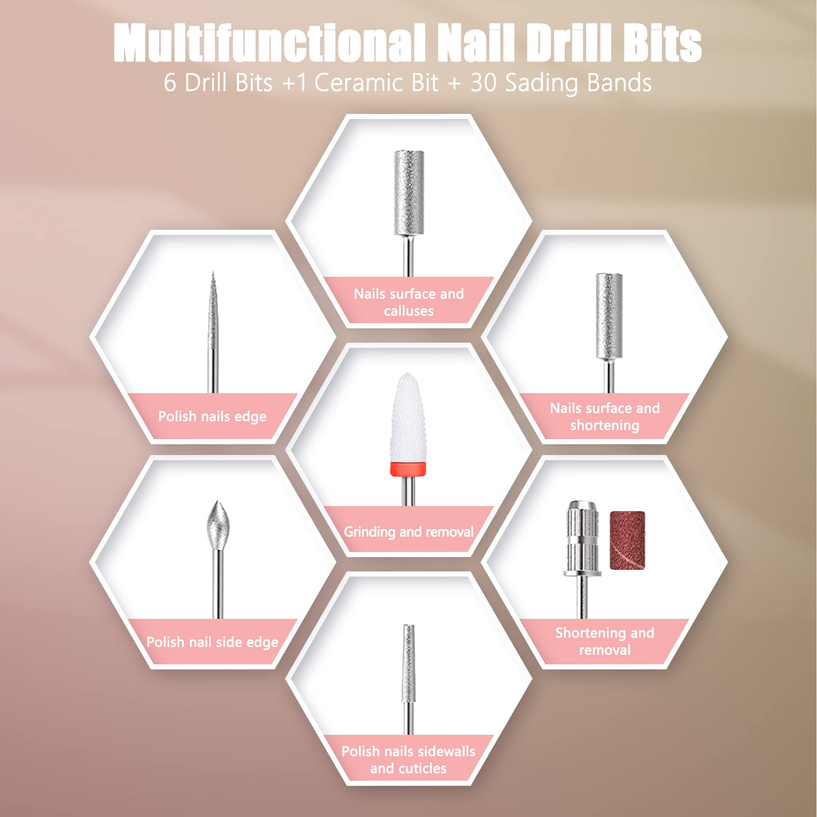 Cordless Electric Nail Drill Set - Rechargeable Portable Manicure & Pedicure Kit for Acrylic, Gel & Natural Nails | Professional Salon & Home Nail Care Tool (Red) | Perfect for DIY Nail Art, Nail Extensions & Nail Polish Removal