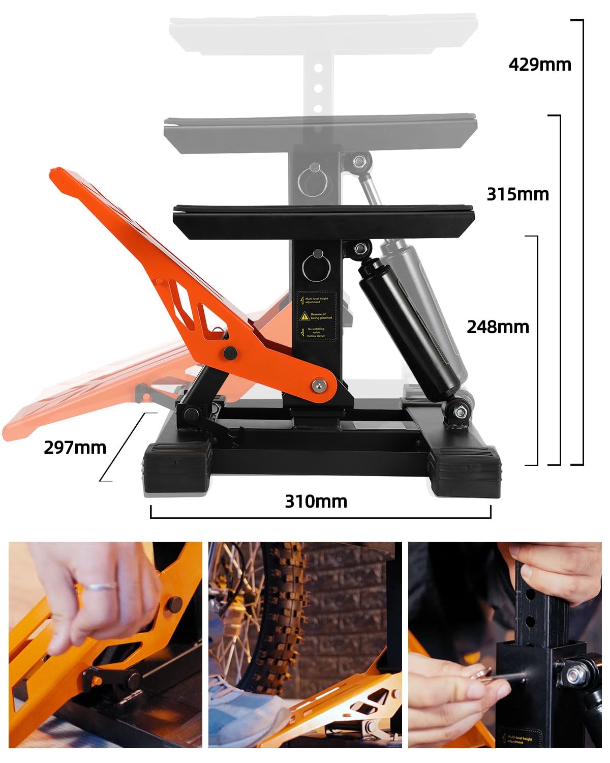 Heavy Duty Dirt Bike Stand - 1000Lbs Capacity Adjustable Hydraulic Motorcycle Lift Jack with Wide Damping Base for Repair & Maintenance | Perfect for Motocross, Pit Bikes, Mini Bikes & Dirtbike Servicing in Your Garage Workshop
