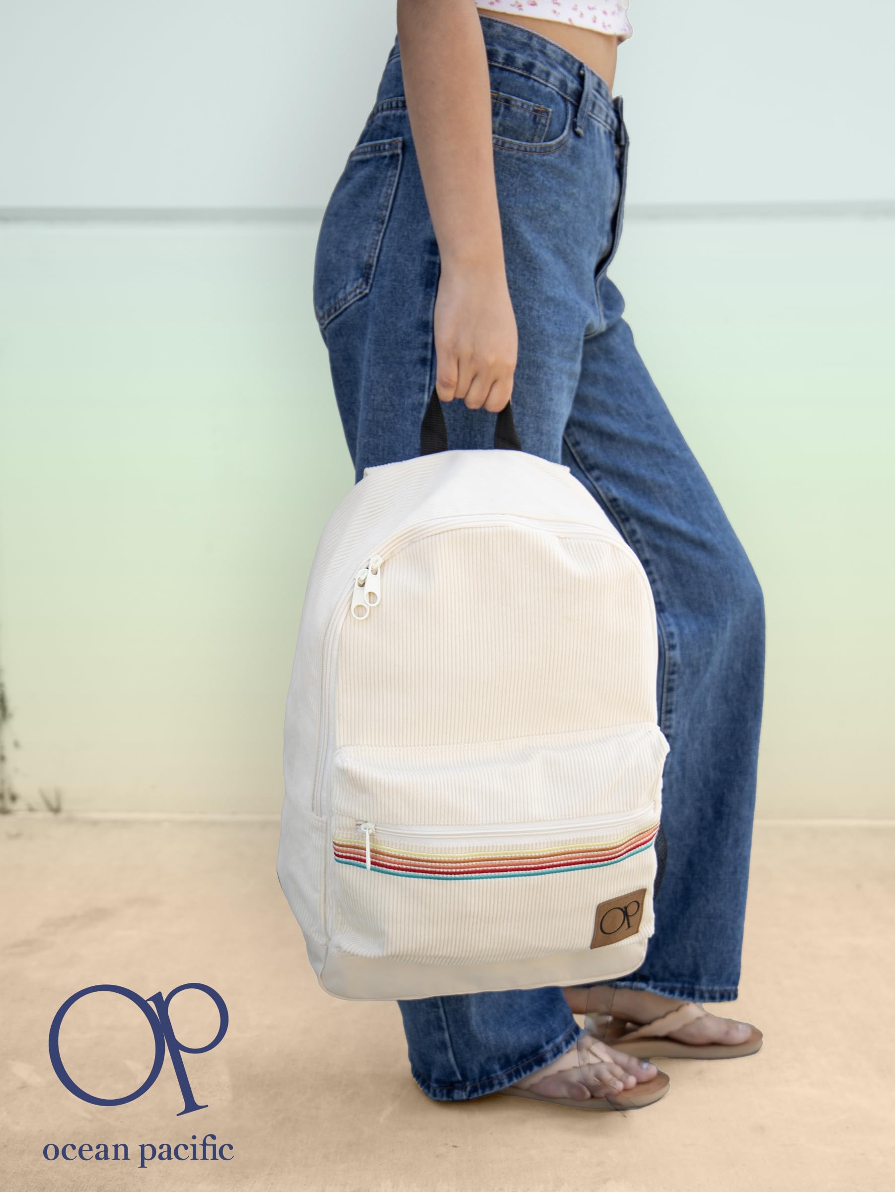 Ocean Pacific OG Corduroy Backpack - Durable Travel Backpack for Men & Women, Water-Resistant Daypack for Work, Gym, School & Outdoor Activities, Fits 15.6 Inch Laptop - Perfect for Commuting, Hiking & Beach Trips