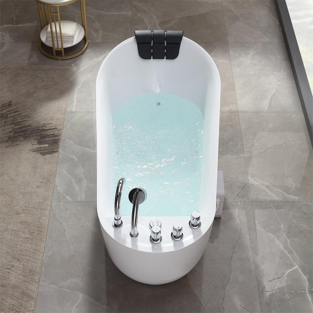 Empava 67-Inch Freestanding Jetted Bathtub - White Acrylic Soaking Tub with Massage Jets for Luxury Spa Experience (Model 67AIS05) | Perfect for Master Bathroom, Home Relaxation & Modern Bathroom Decor