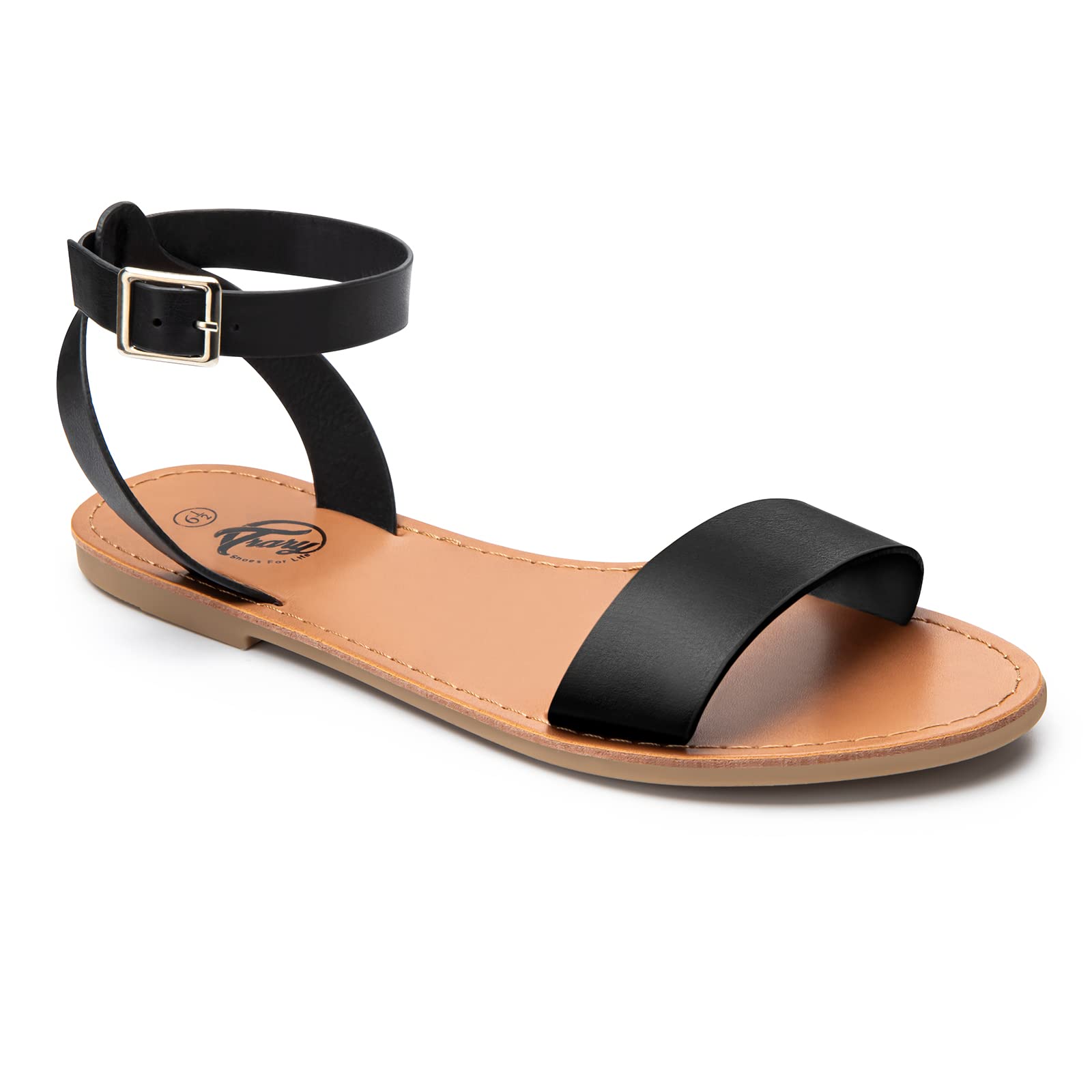 Stylish Women's Leather Gladiator Sandals with Adjustable Metal Buckle | Comfortable Open-Toe Two-Tone Dressy Sandals for Summer & Weddings | Casual Outings, Beach Vacations & Special Occasions