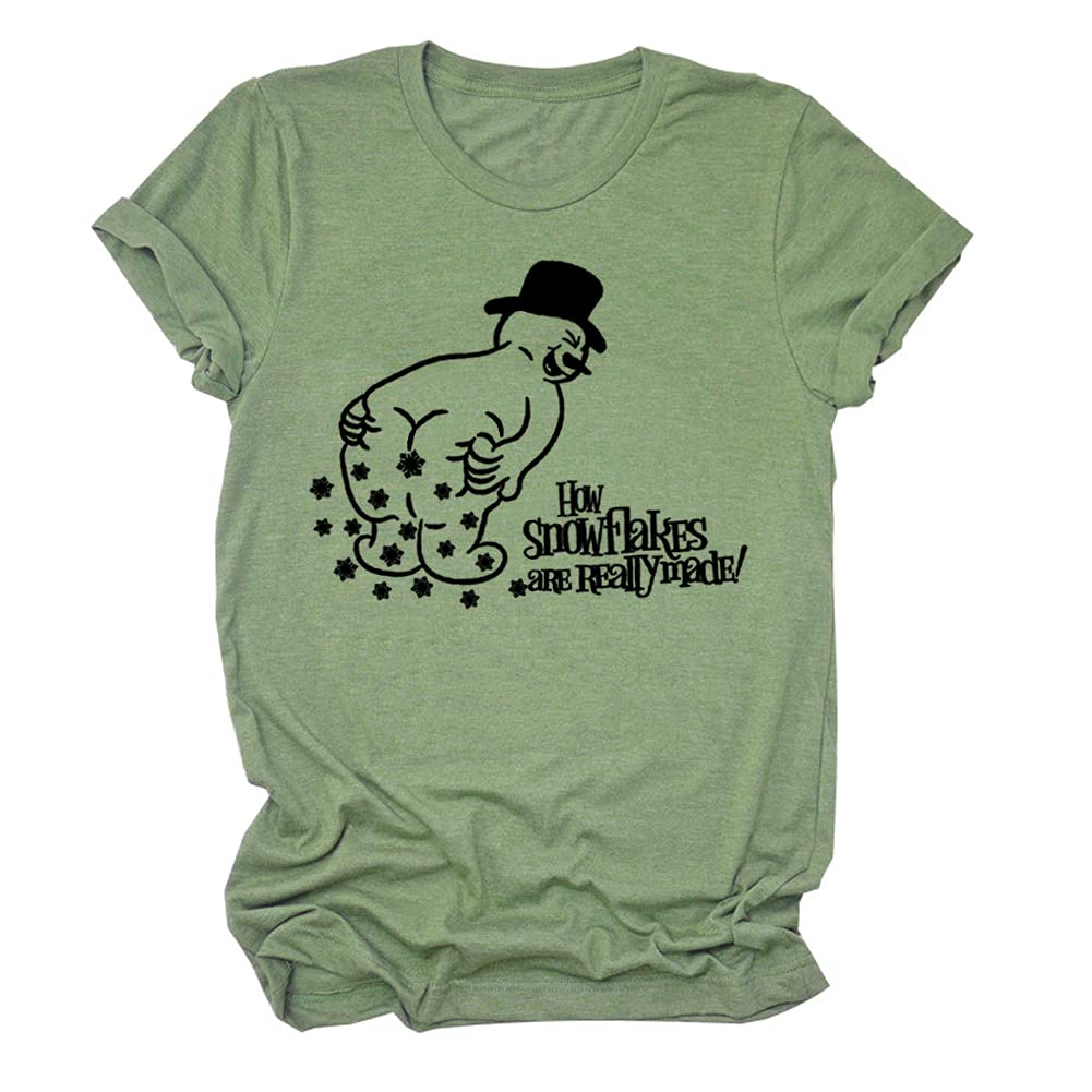 Funny Snowman Christmas T-Shirt for Women - Casual Graphic Tee with Humorous Design - Perfect Holiday Gift & Ugly Sweater Party Outfit