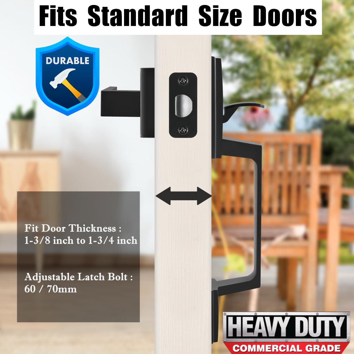 Premium Single Cylinder Exterior Door Handle Set - German Forged Matte Black Entry Lever with Reversible Design for Left/Right Handed Doors | Durable Front Door Hardware for Homes, Apartments & Offices